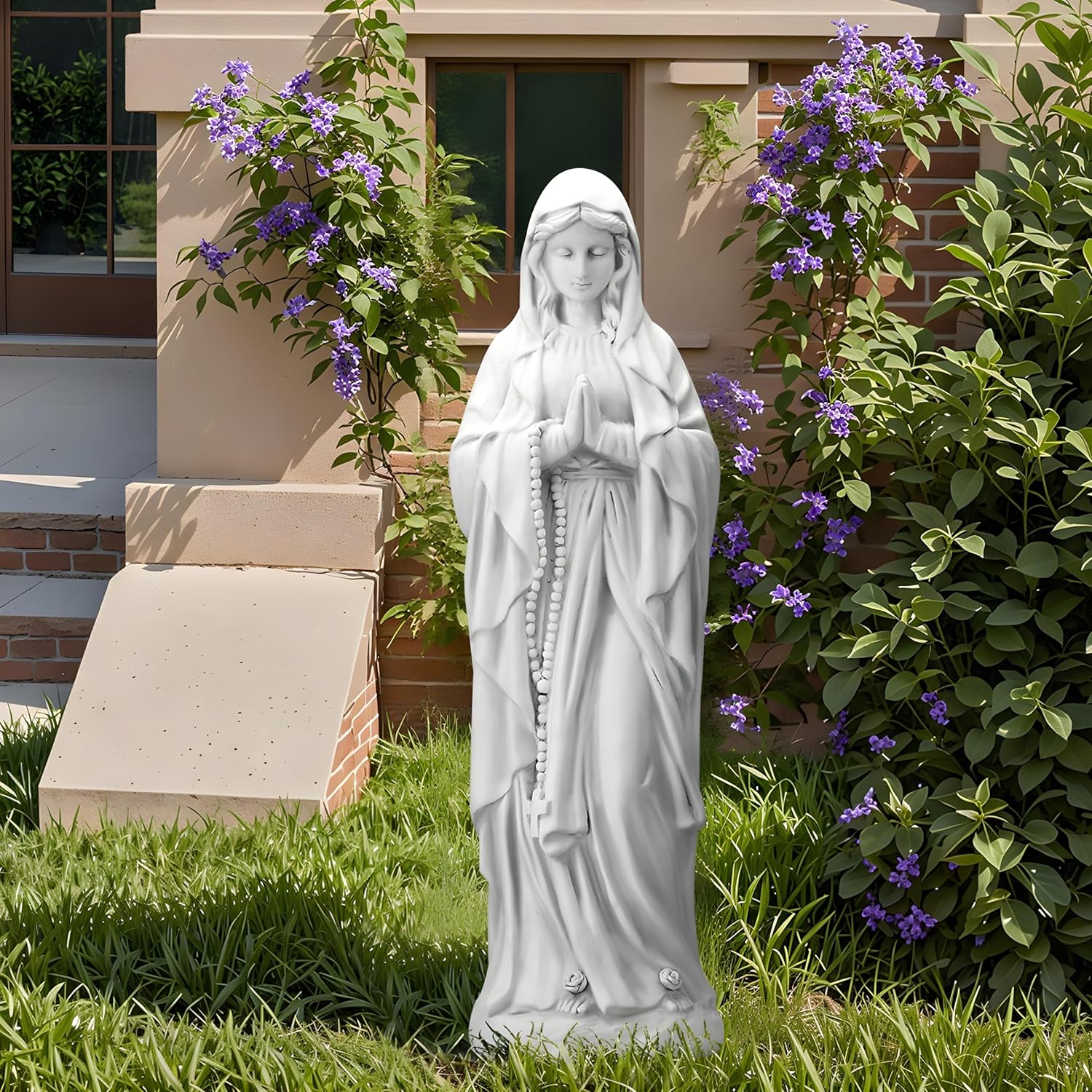 YOLENY Virgin Mary Praying Statue, 29.9 Inch Religious Garden Statue of Mary, Blessed Mother Mary Outdoor Sculpture for Home Yard Patio Decoration