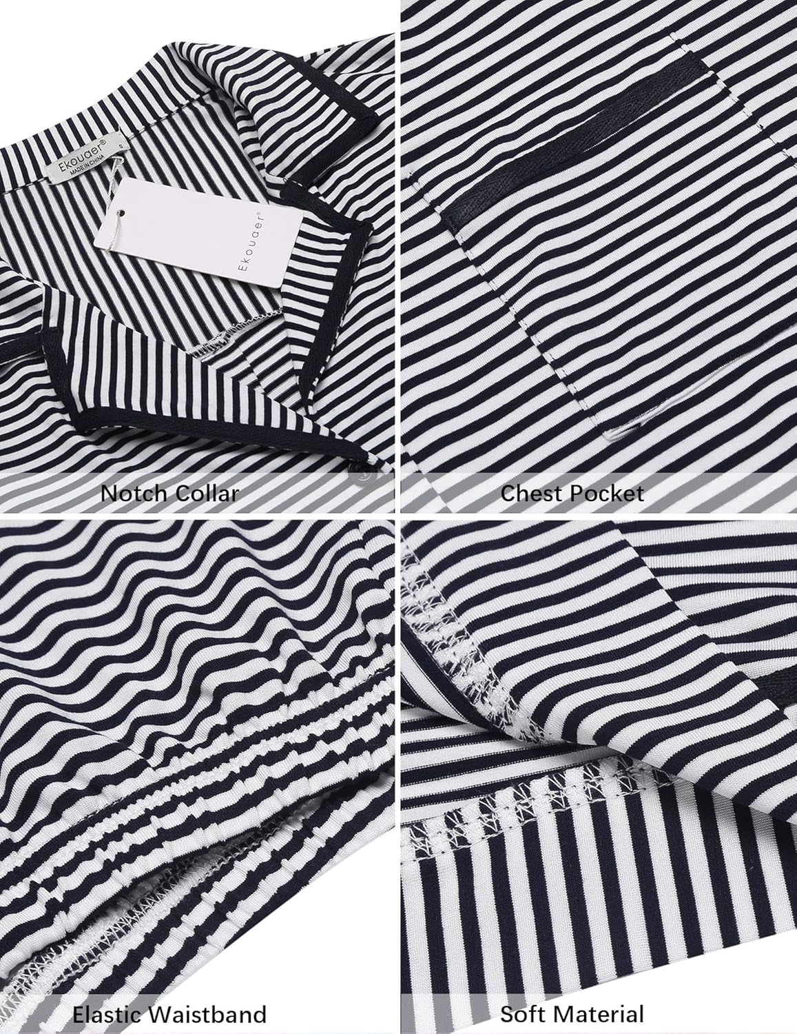 Ekouaer Women's Pajama Sets 2 Piece Short Sleeve Button Down Tops and Pants Pj Set V Neck Sleepwear Loungewear Chest Pocket - Image 5