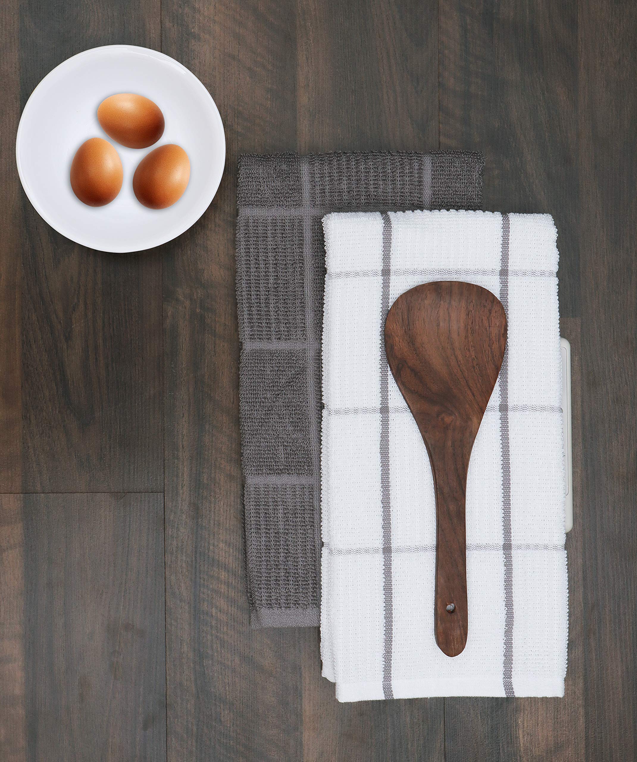 AMOUR INFINI Strofinacci in spugna, set da 4, 40,6 x 66 cm, resistenti, morbidi e assorbenti, 100% cotone, perfetti per uso domestico e commerciale, grigio chiaro