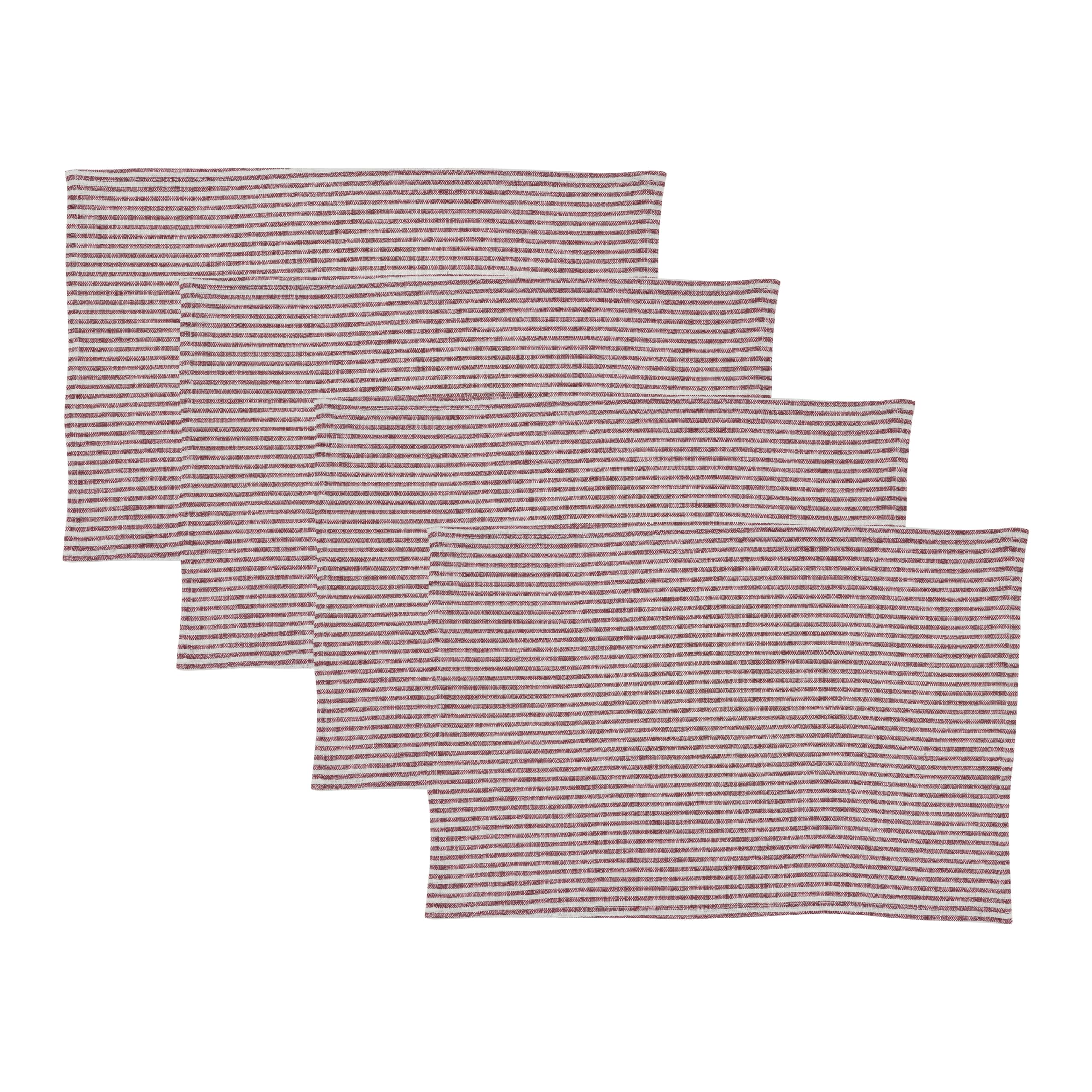 SARO Lifestyle Lot de 4 Sets de Table Classiques à Rayures en Lin mélangé – Sets de Table de Ferme pour Salle à Manger Quotidienne, Tables de Cuisine et Divertissement décontracté, 35,6 x 50,8 cm