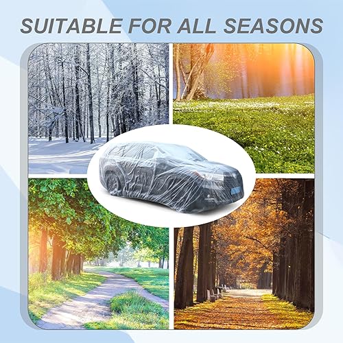 Miniatura 7 de BBTO Juego de 10 fundas de plástico para automóvil de 15.7 x 24.6 pies, funda universal desechable transparente con banda elástica, impermeable, a