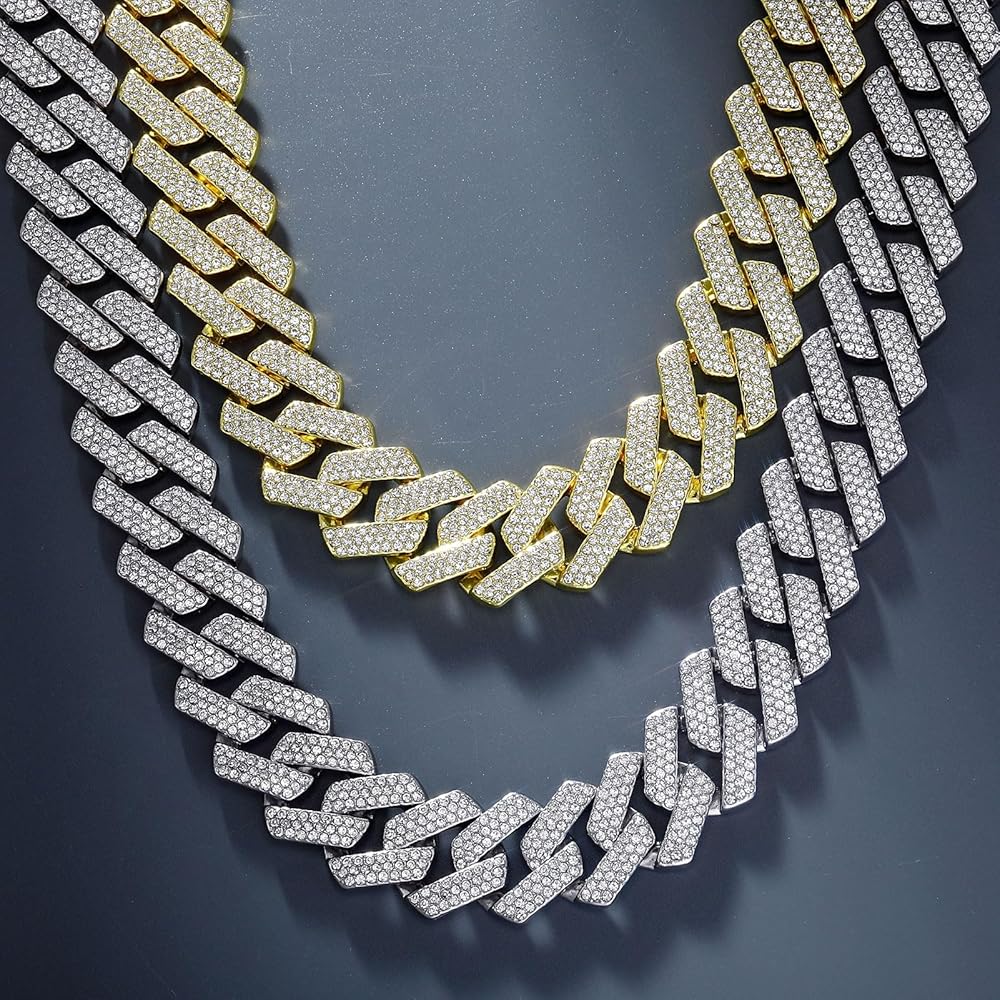 JINAO 20MM Cuban Link Chain Mens Iced Out Miami Cuban