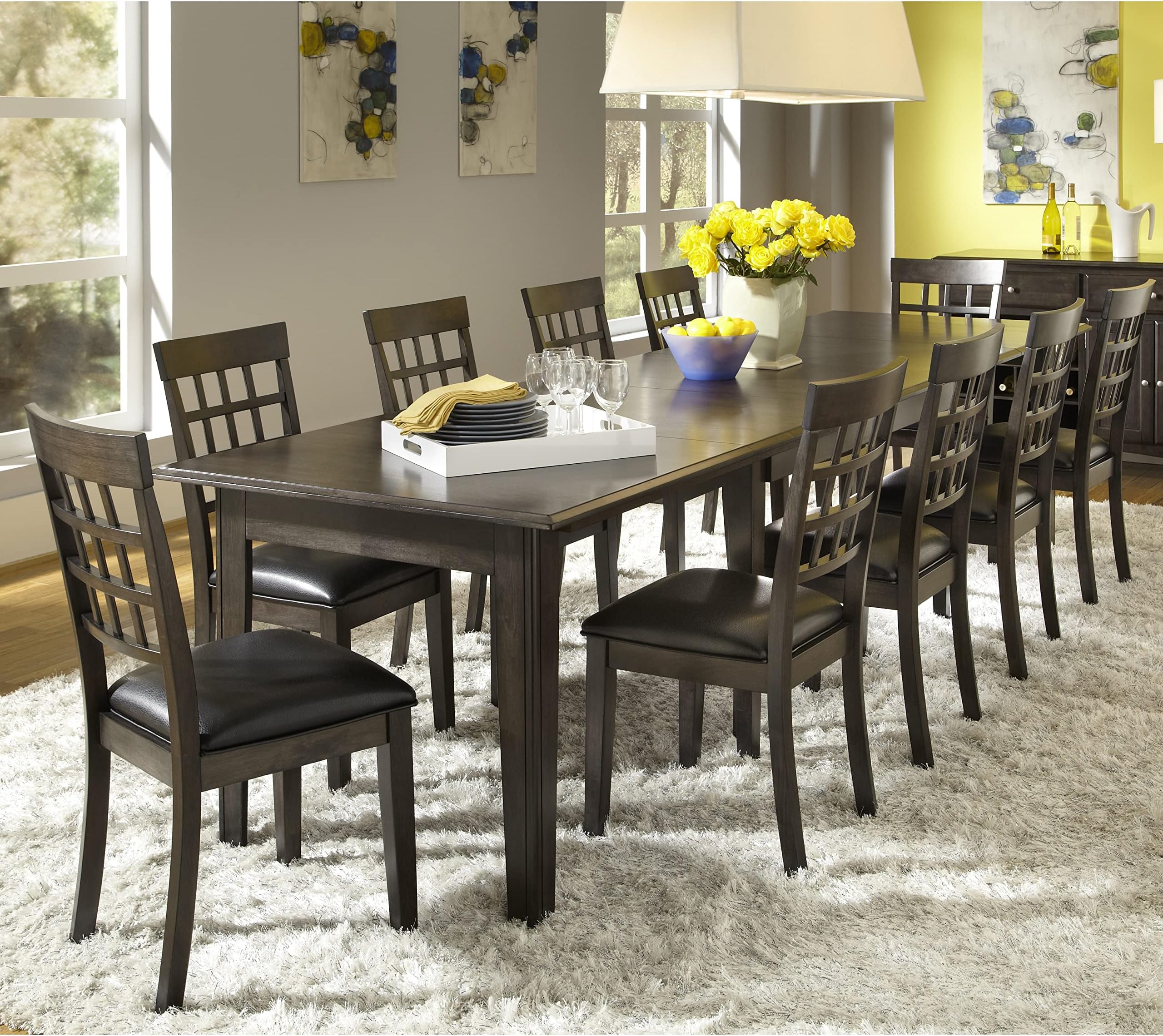 Corina Solid Wood Dark Espresso 11-Piece Dining Set