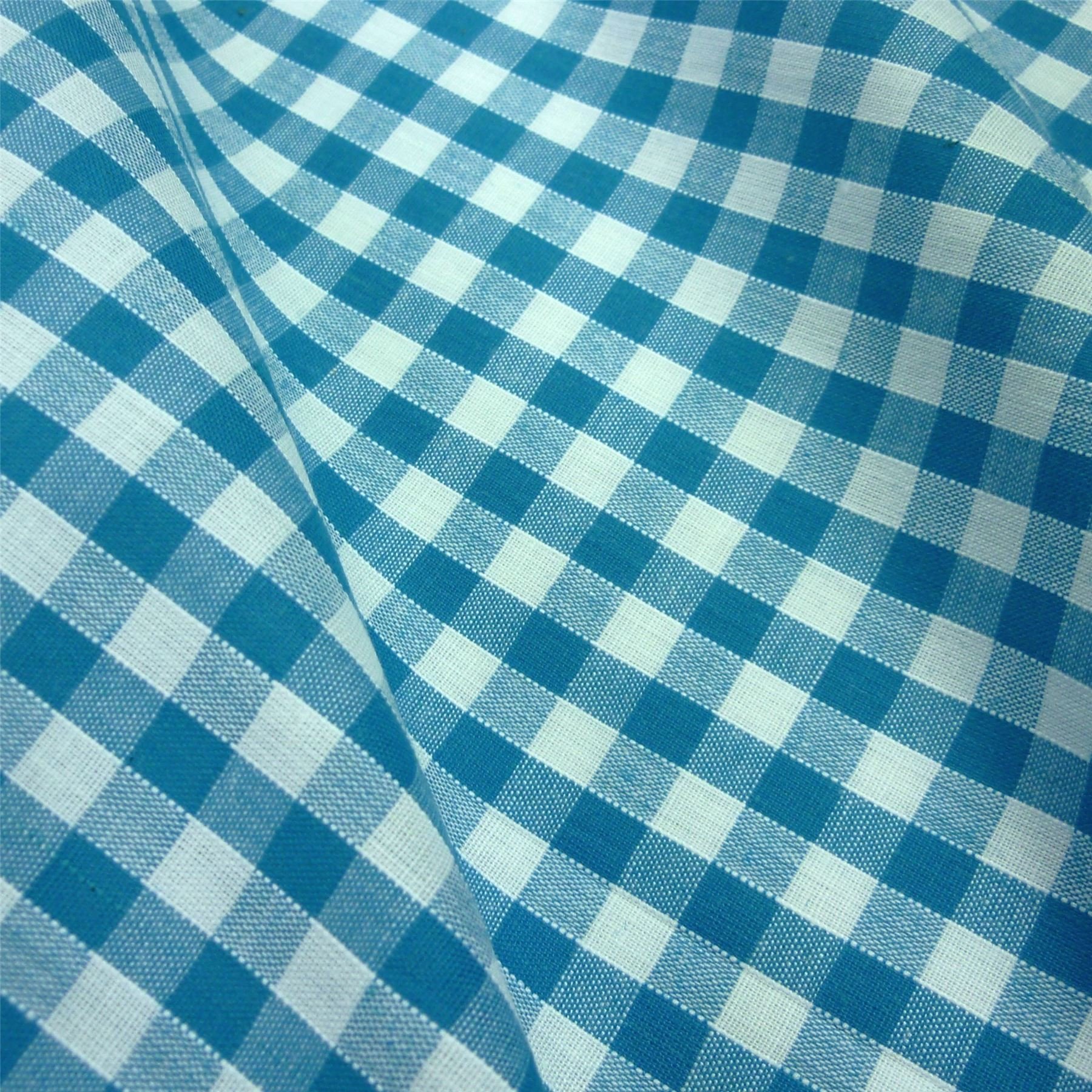 Nortex Mill Turquoise & White 1/4" (7 Mm) Corded Polycotton Gingham Fabric (Per Metre)