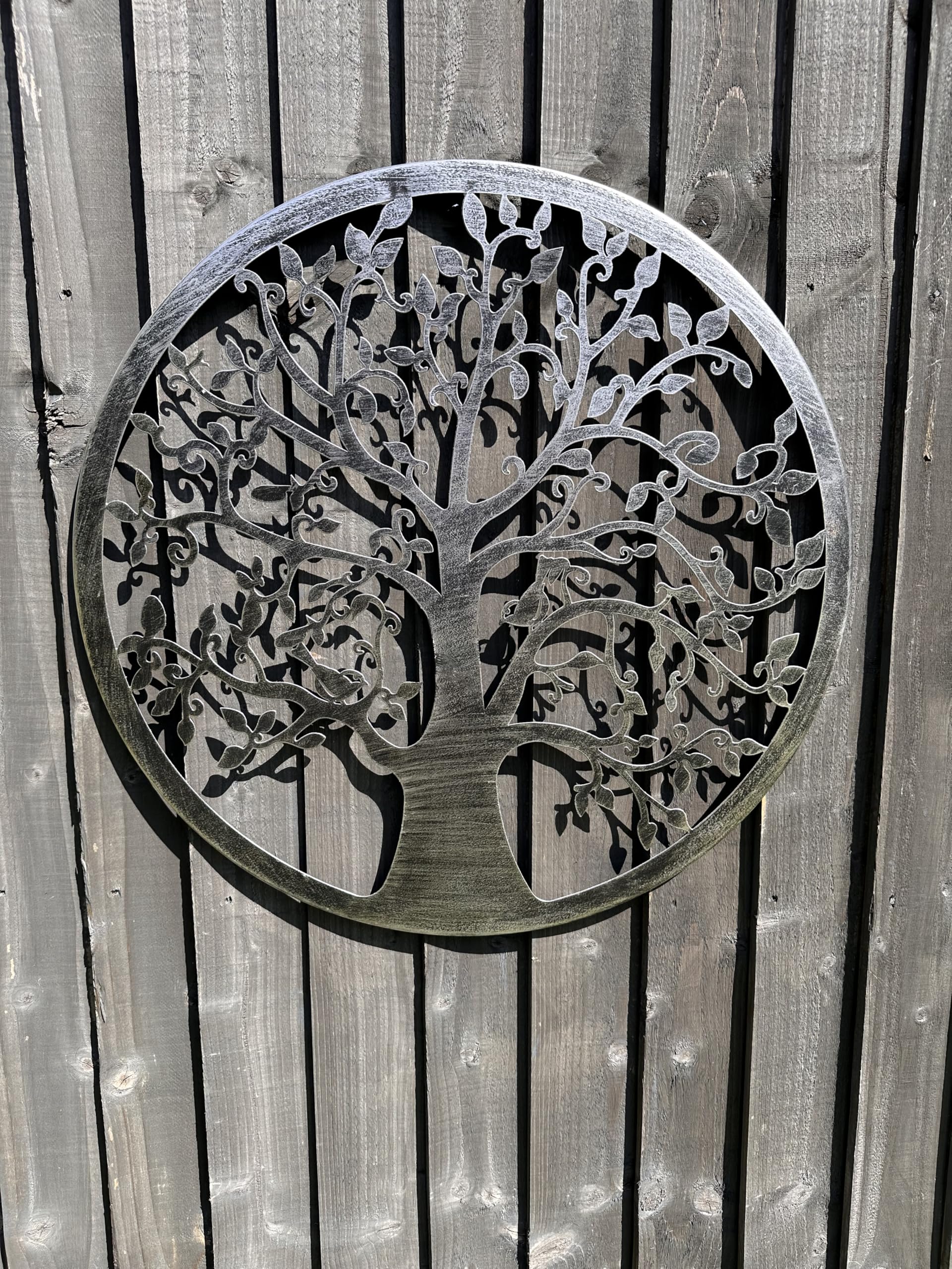 Marissa's Garden & Gift Metal Tree of Life Wall Art, Round Decorative Sculpture, Grey Finish, 60cm powder coated indoor/outdoor