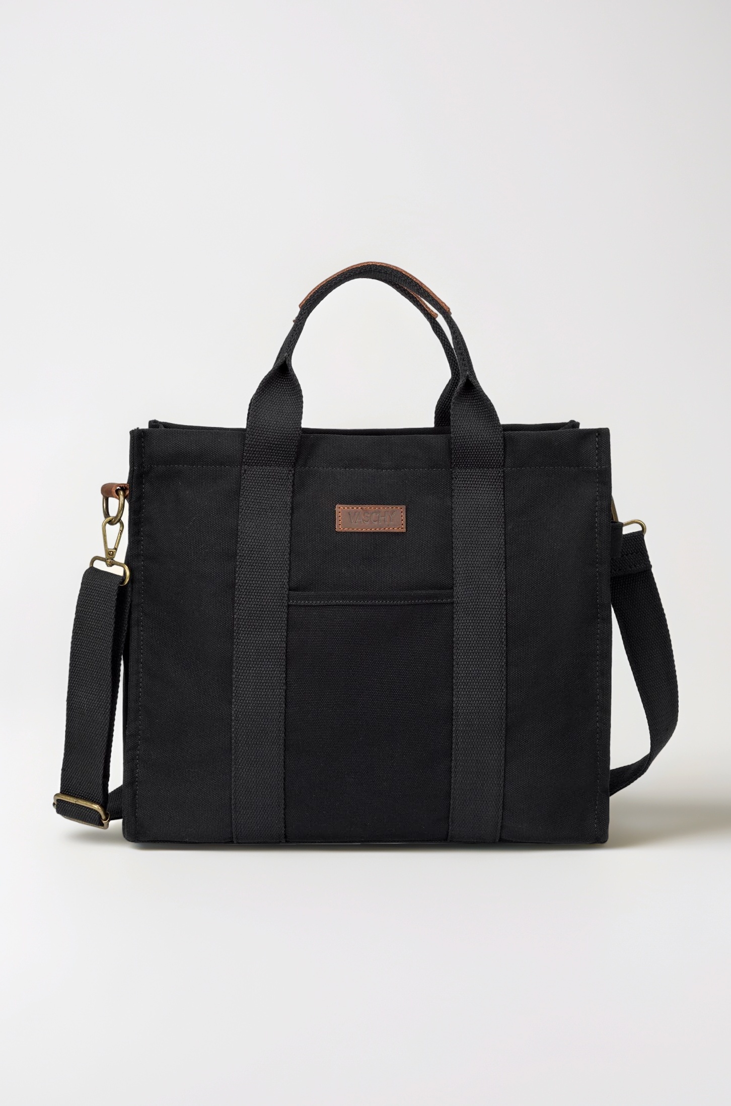 VASCHY Women's Mini Tote Bag, Small Lightweight Zip Tote Bag 9.7 Inch Canvas Multi-Pocket Handbag Shoulder Bag Women with Removable Shoulder Strap for Travel, School, Work, Leisure