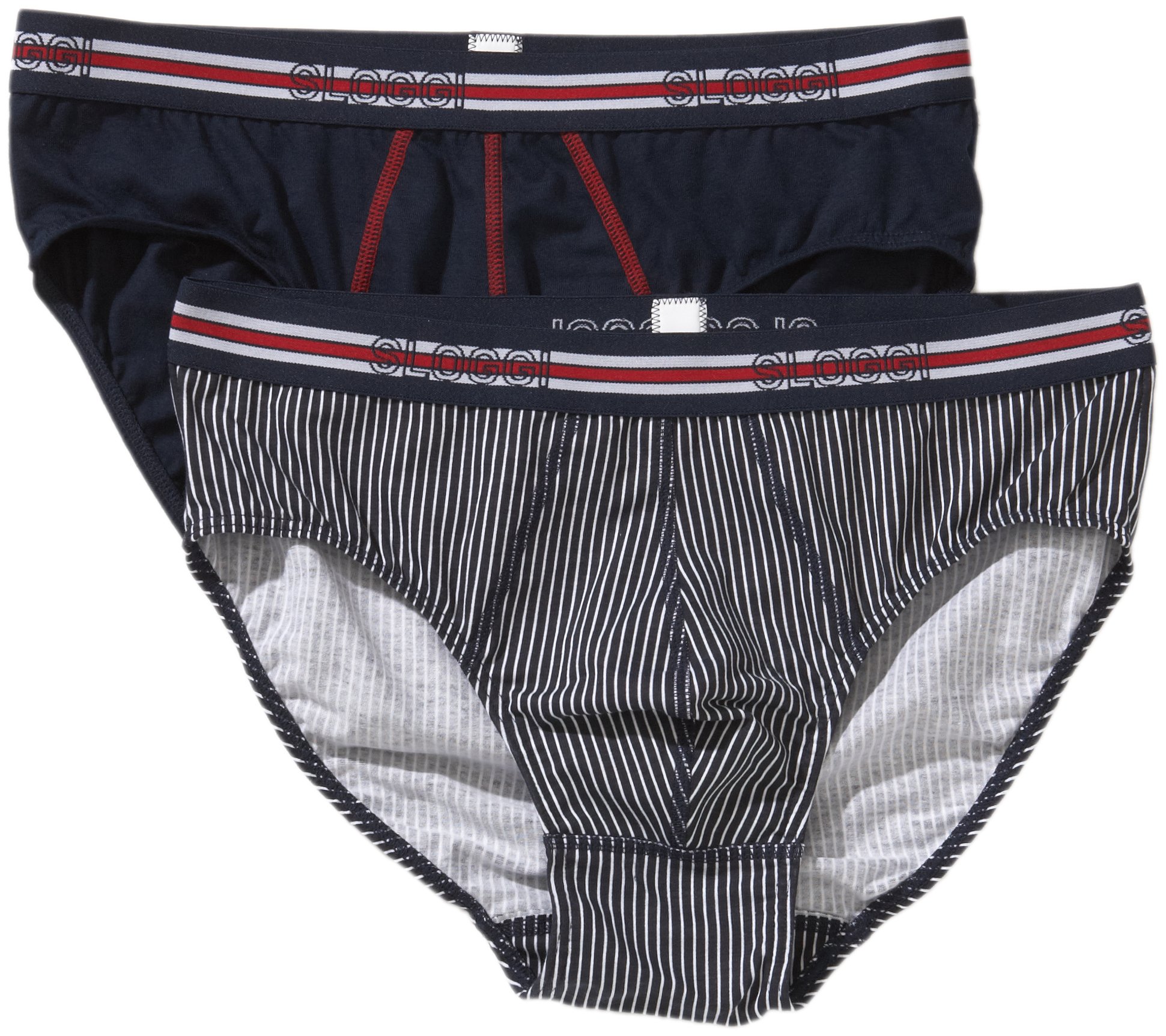 Sloggi Men's 2 Pair Match Cotton Midi Briefs in Navy 36 Navy