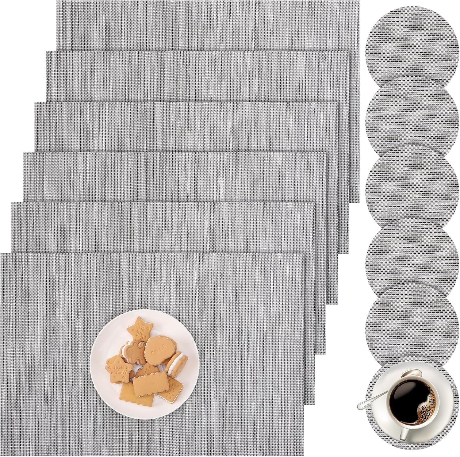 Xialvyu Placemats and Coaster Sets 6, Place Mats, Table Mats Set of 6