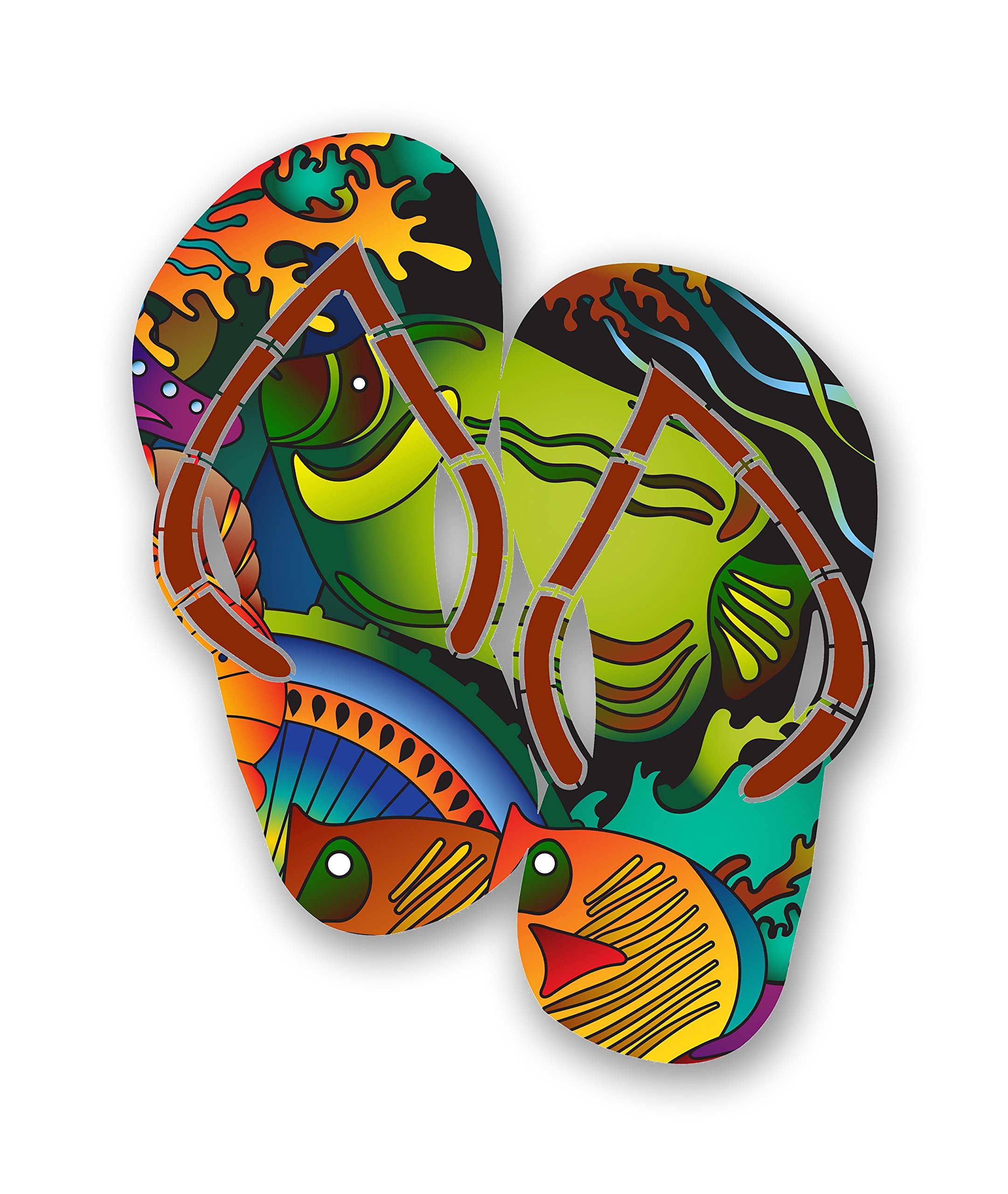 Next Innovations Metal Beach Flip Flop Wall Art, Patio Wall Art Décor, Coral Reef
