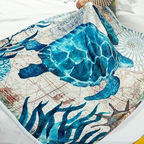 Miniatura 7 de Sviuse Manta de vellón de tortugas marinas para mujeres, hombres y niños, mantas temáticas náuticas costeras para sofá, cama, regalos para amantes