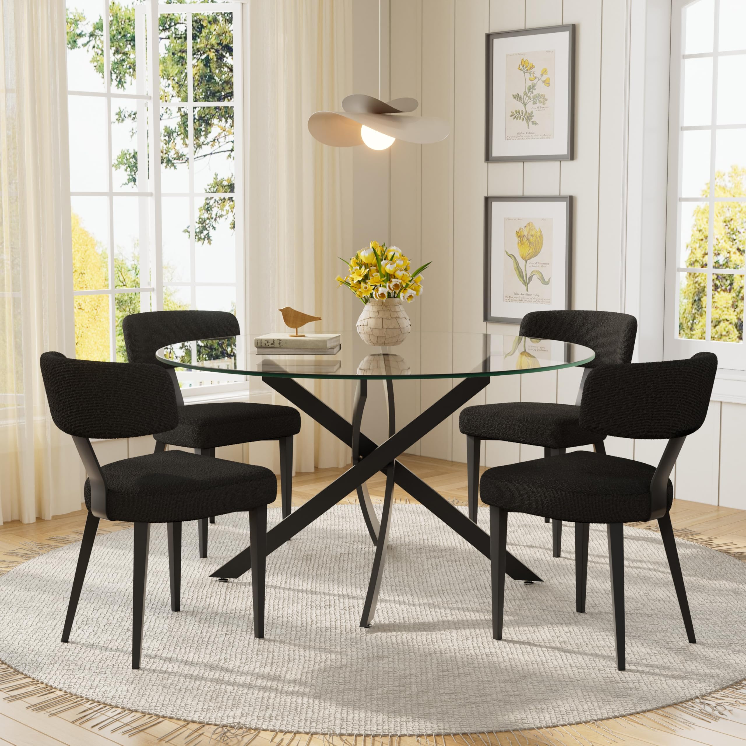 VAKTULS Circle Luxury Dining Table Set for 4, Modern