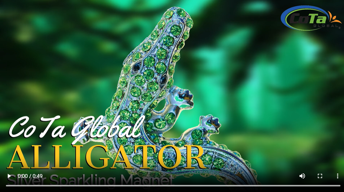 Imán decorativo aligátor verde y plata 5 cm miniatura 7