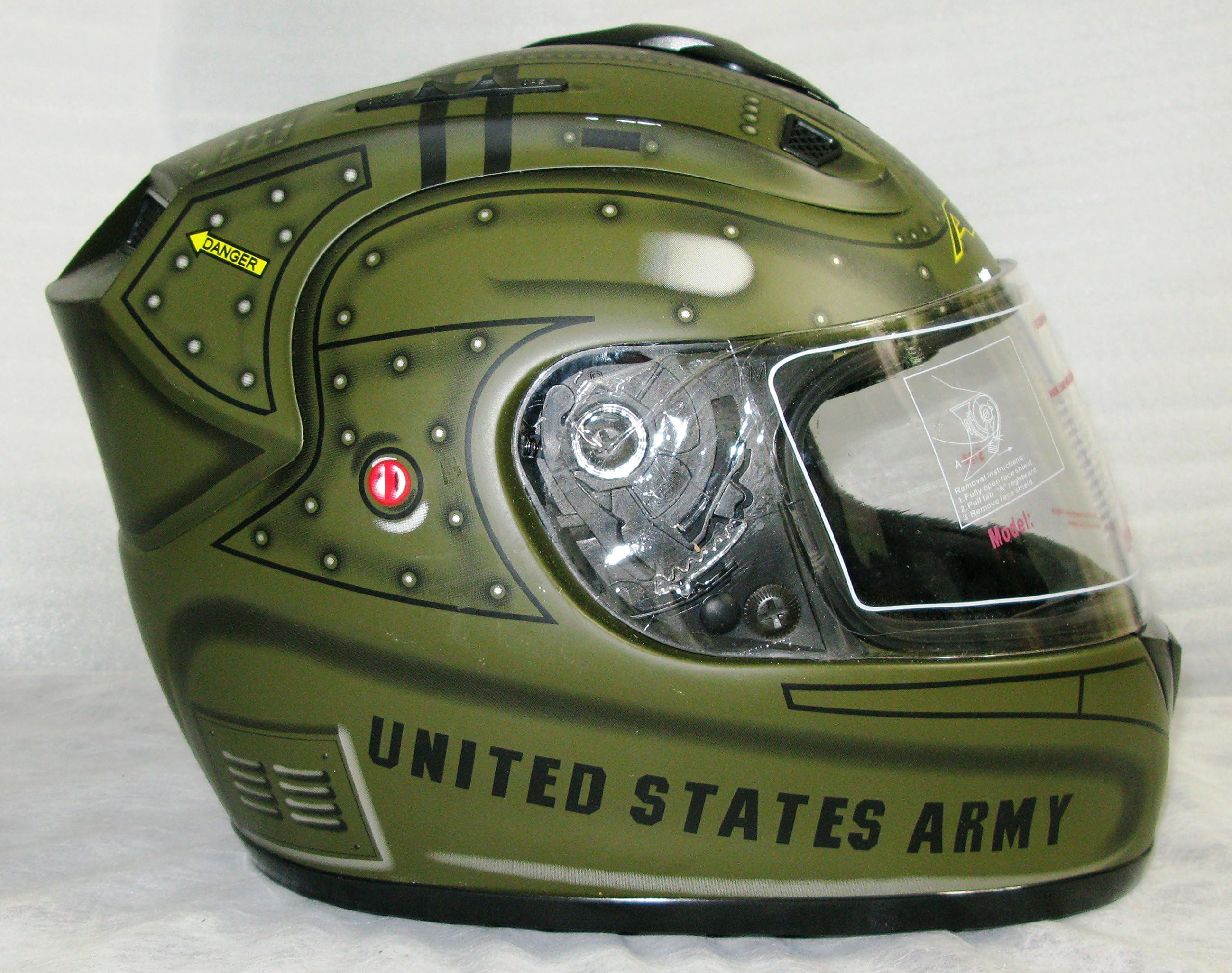 XL APACHE Motorcycle Helmet with Built In LED Lights! United States ARMY!