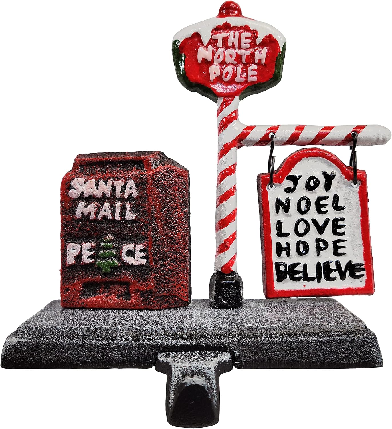 Lulu Decor, Cast Iron Santa North Pole Mail Box Stocking Holder, Strong Sturdy Hook with Nice Christmas Colors, Measures 8 x 4 x 6 inches, Weighs 2 lb 12.5 oz