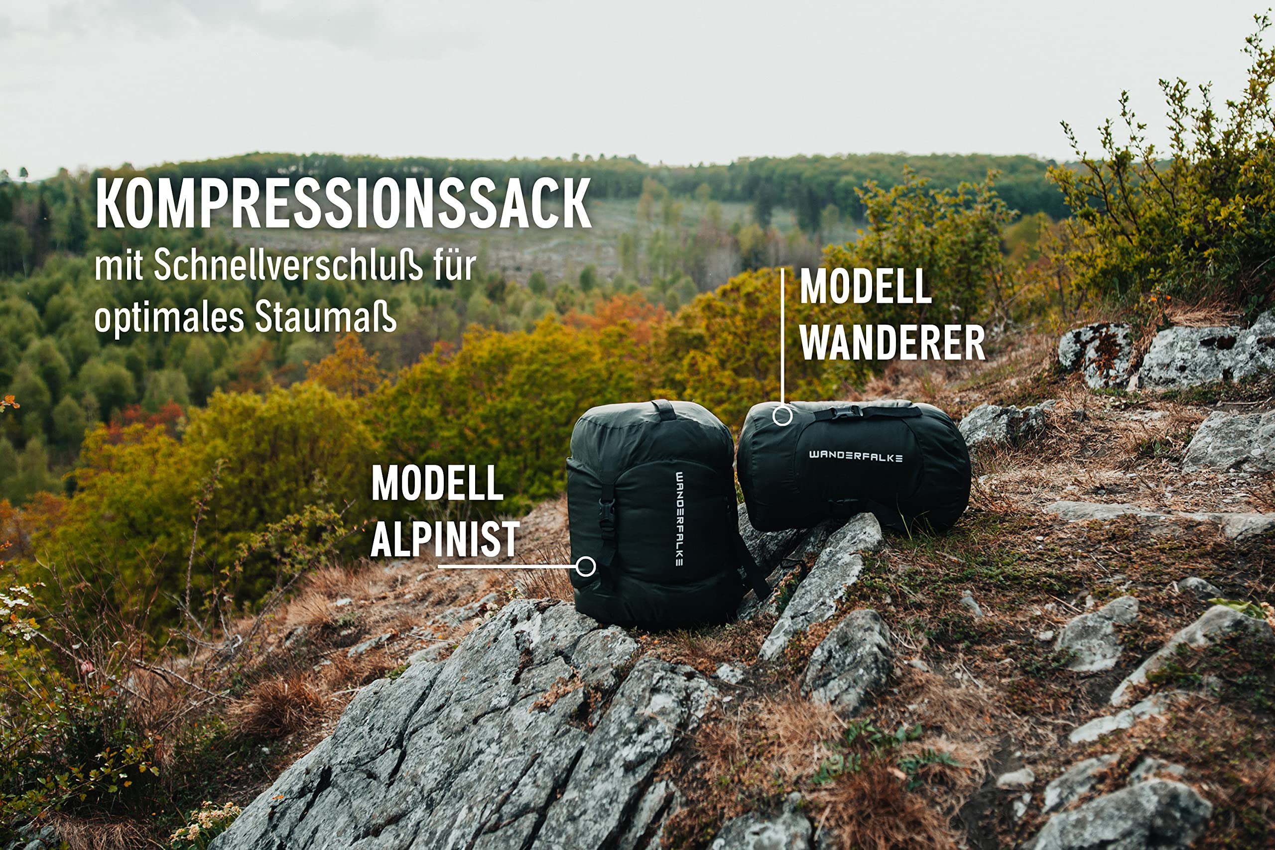 WANDERFALKE® Premium Schlafsack Erwachsene (Alpinist/Wanderer), 3-4 Jahreszeiten (480GSM) & Sommerschlafsack (200GSM) Mumienschlafsack für Outdoor, Camping & Reise