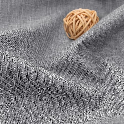 Miniatura 5 de Cortinas opacas de lino gris de 84 pulgadas de largo, juego de 2 paneles para dormitorio, sala de estar, con ojales, cortinas de lino 100% negro,