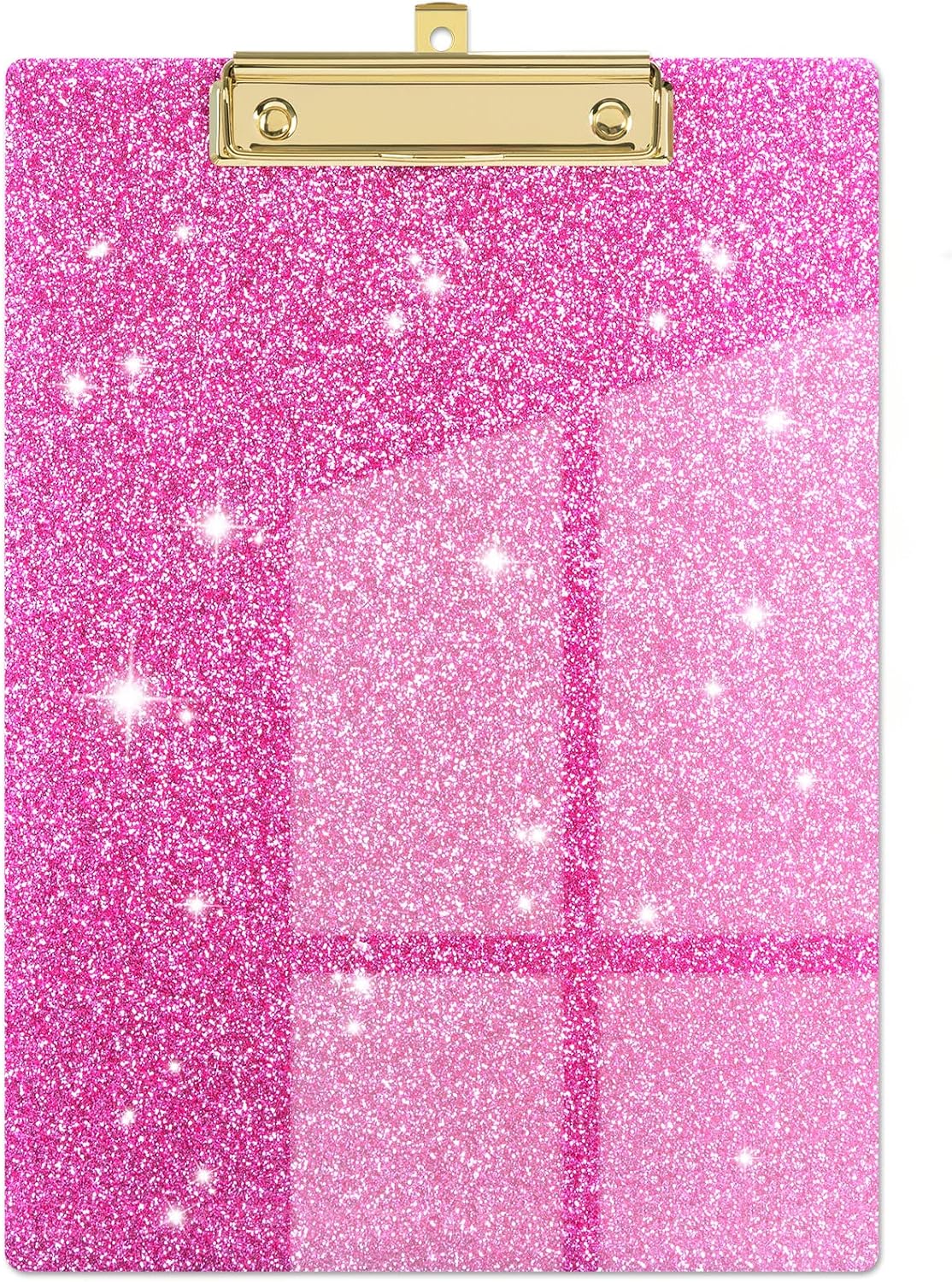 Piasoenc Acrylic Clipboards, Fashion Glitter Clip Board with Low Profile Gold Clip