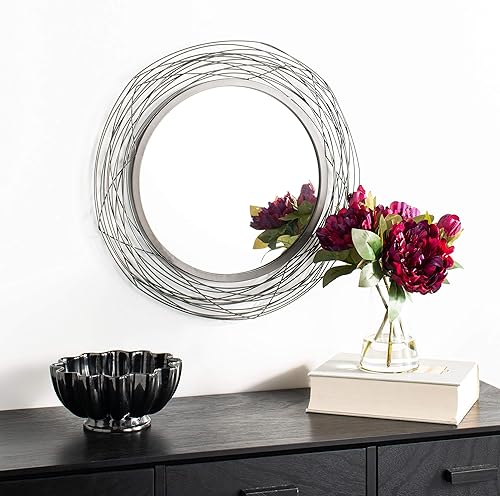 SAFAVIEH Home Nixie Espejo decorativo redondo negro de 29 pulgadas