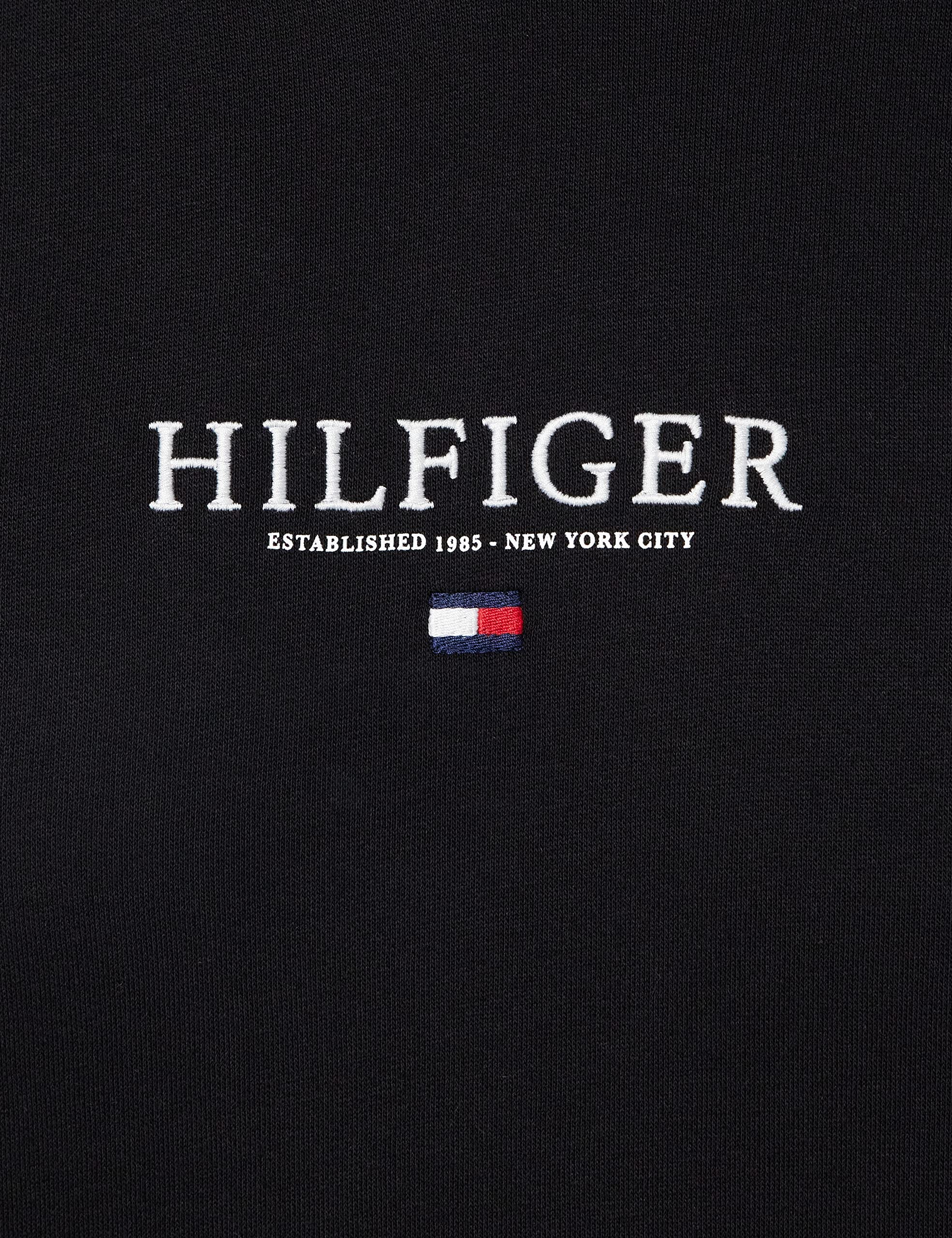 Tommy Hilfiger Męska bluza z kapturem z logo Hilfiger, czarna, S, Czarny, S