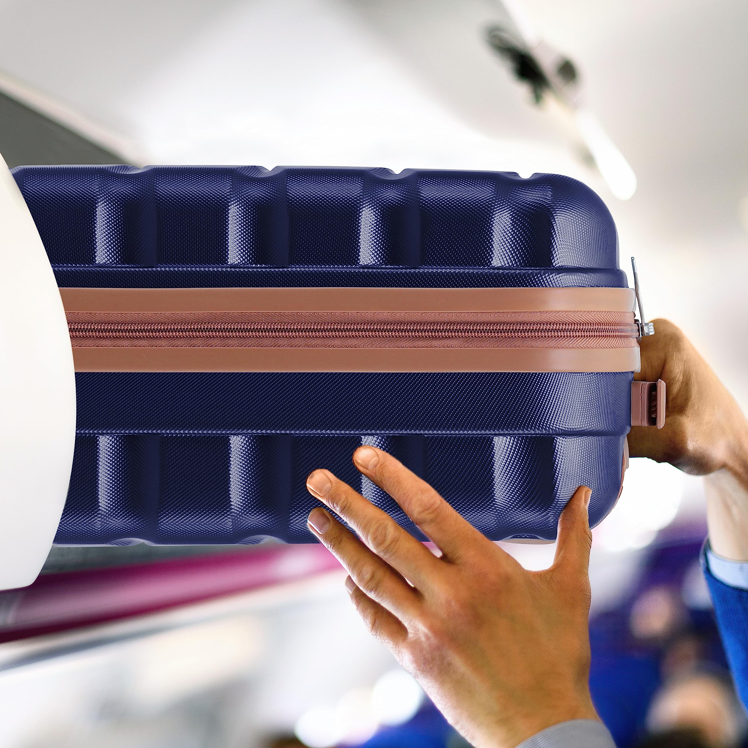 Flight Knight 55x40x20 Ryanair Priority Cabin Suitcase, Also for EasyJet, Jet2, Lightweight,ABS Hard Shell, Durable 4-Wheel Cabin Case, Carry-On Size 10kg Hand Luggage, Travel Bag- 55 x 40 x 20