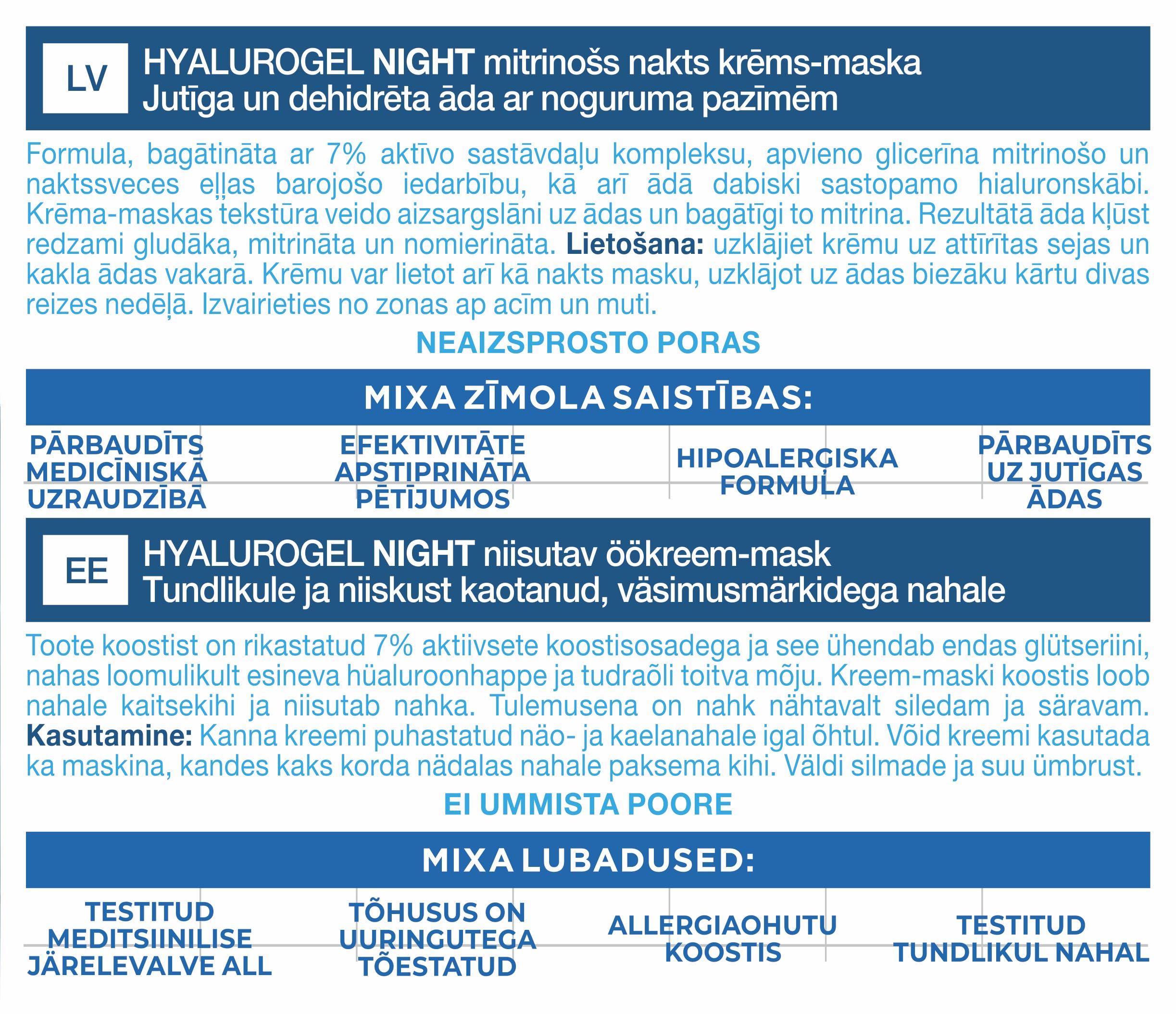 Mixa Hyalurogel Krem na Noc, 50 ml