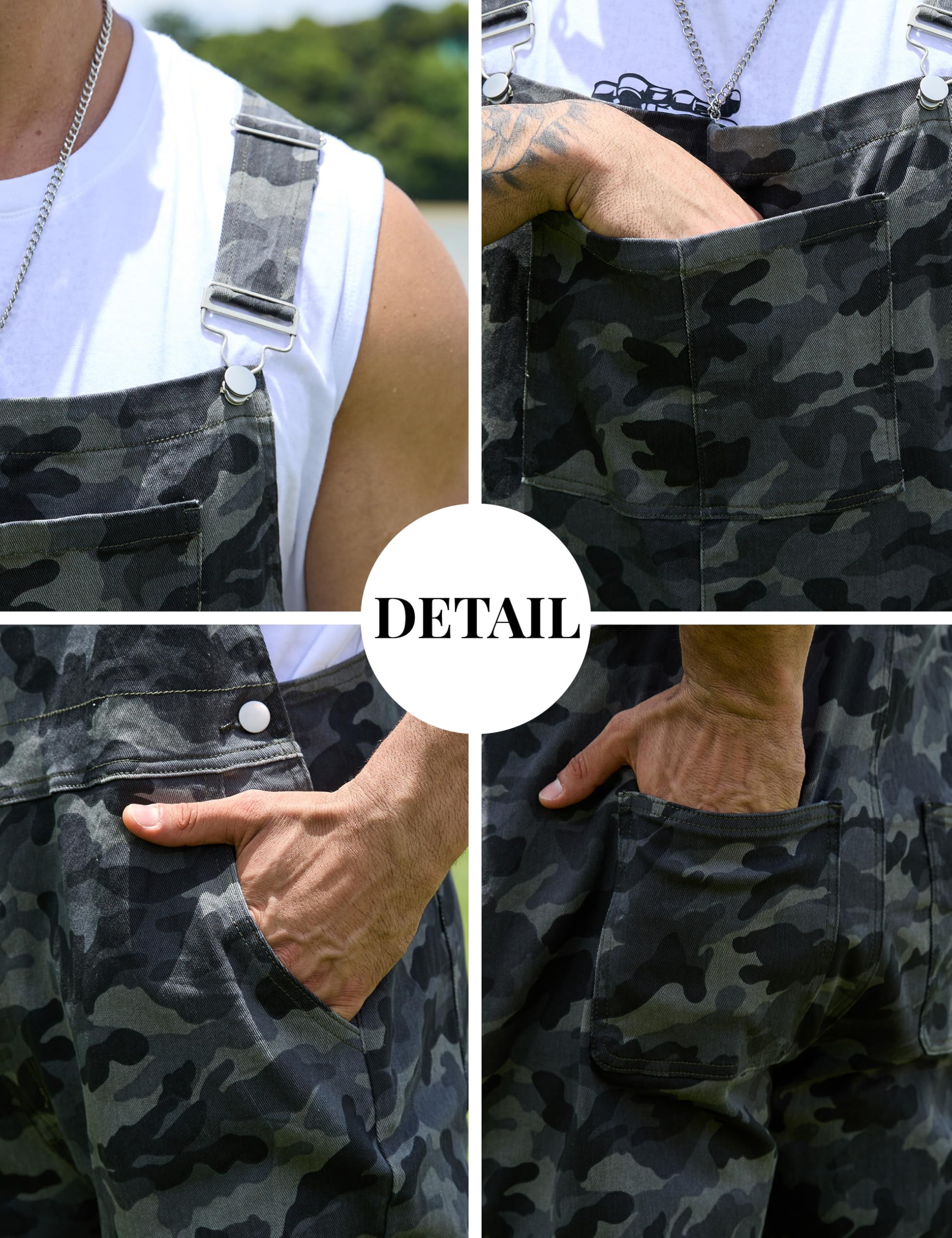 Yuanbang Camo Bibs Overalls for Men Adjustable Straps Work Utility Coveralls Camouflage Jumpsuit