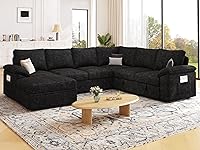 Vista 2 de Sofá modular de 108 pulgadas con cama extraíble, sofá modular en forma de U de 7 asientos con almacenamiento, sofás seccionales para sala de estar