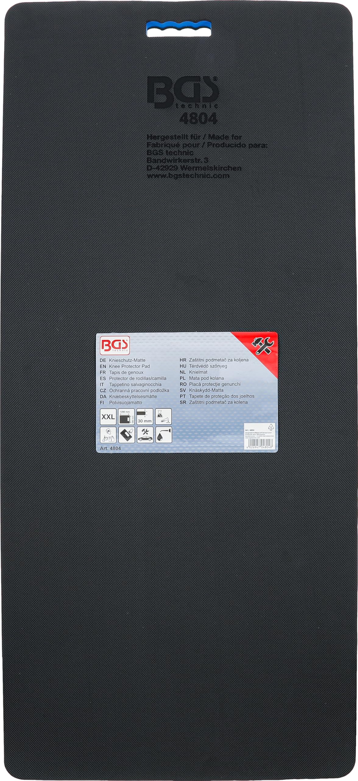 BGS 4804 | Protector de rodillas/camilla | 1200 x 540 x 30 mm | Material suave y estable | también adecuado como base para el torso | resistente al aceite, ácido y combustible
