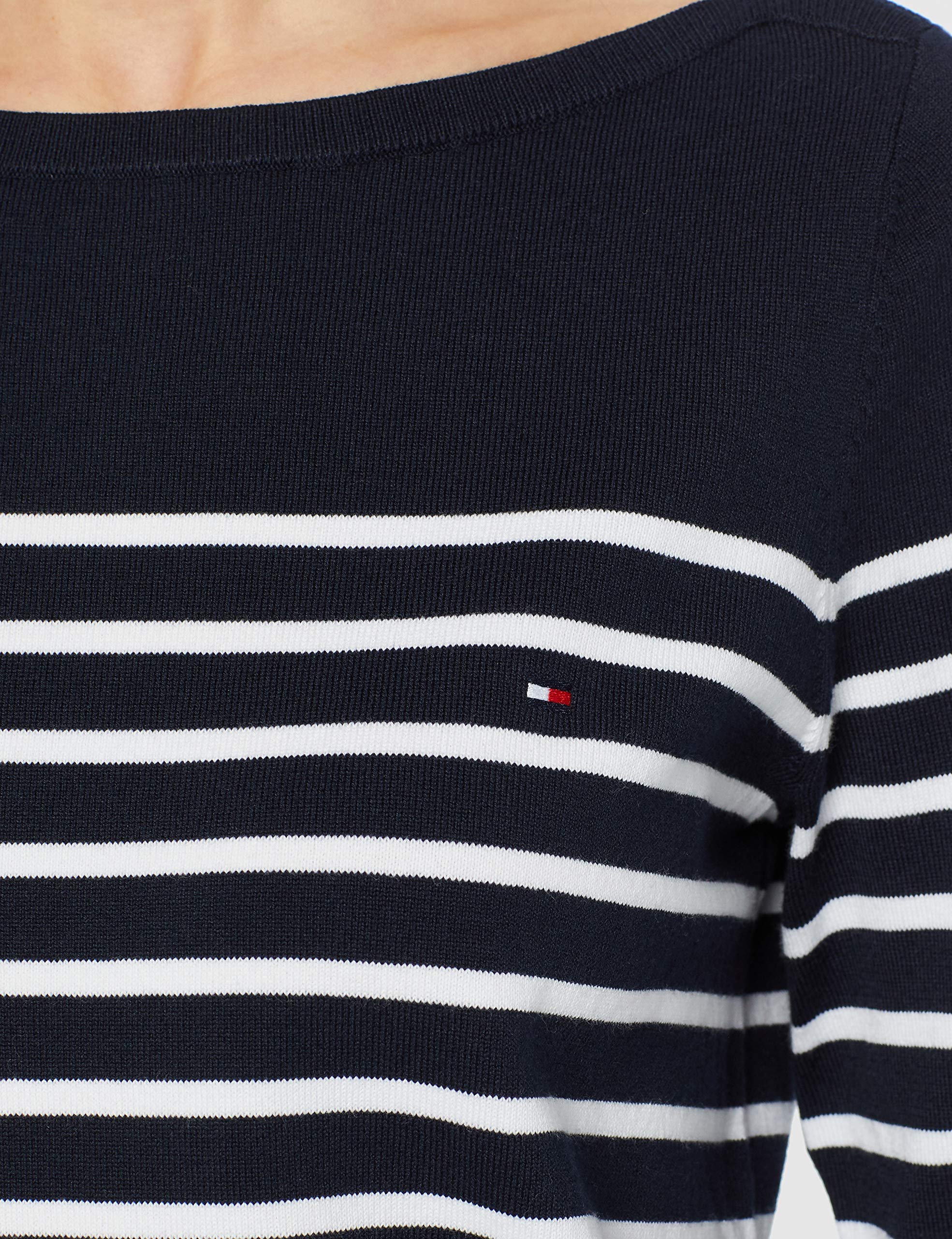 Tommy Hilfiger Sweter damski z dzianiny Heritage Boat Neck Sweter, Midnight/Classic. Biały, XS