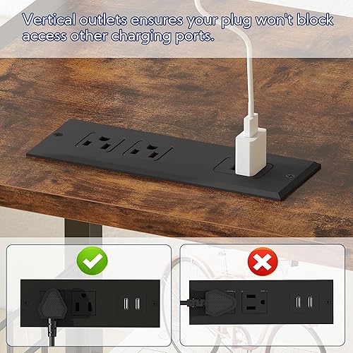 Miniatura 9 de Yusong Mesa auxiliar pequeña con estación de carga, mesa auxiliar delgada para espacios estrechos en la sala de estar, mesita de noche delgada de 3