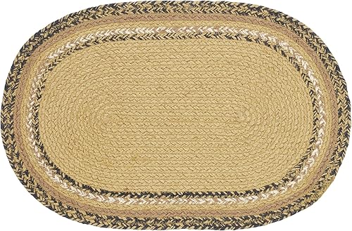 Miniatura 2 de VHC Brands Kettle Grove, Mantel individual para mesa de comedor, yute trenzado, estrellas, ovalado, bronceado y negro, 10 x 18 pulgadas