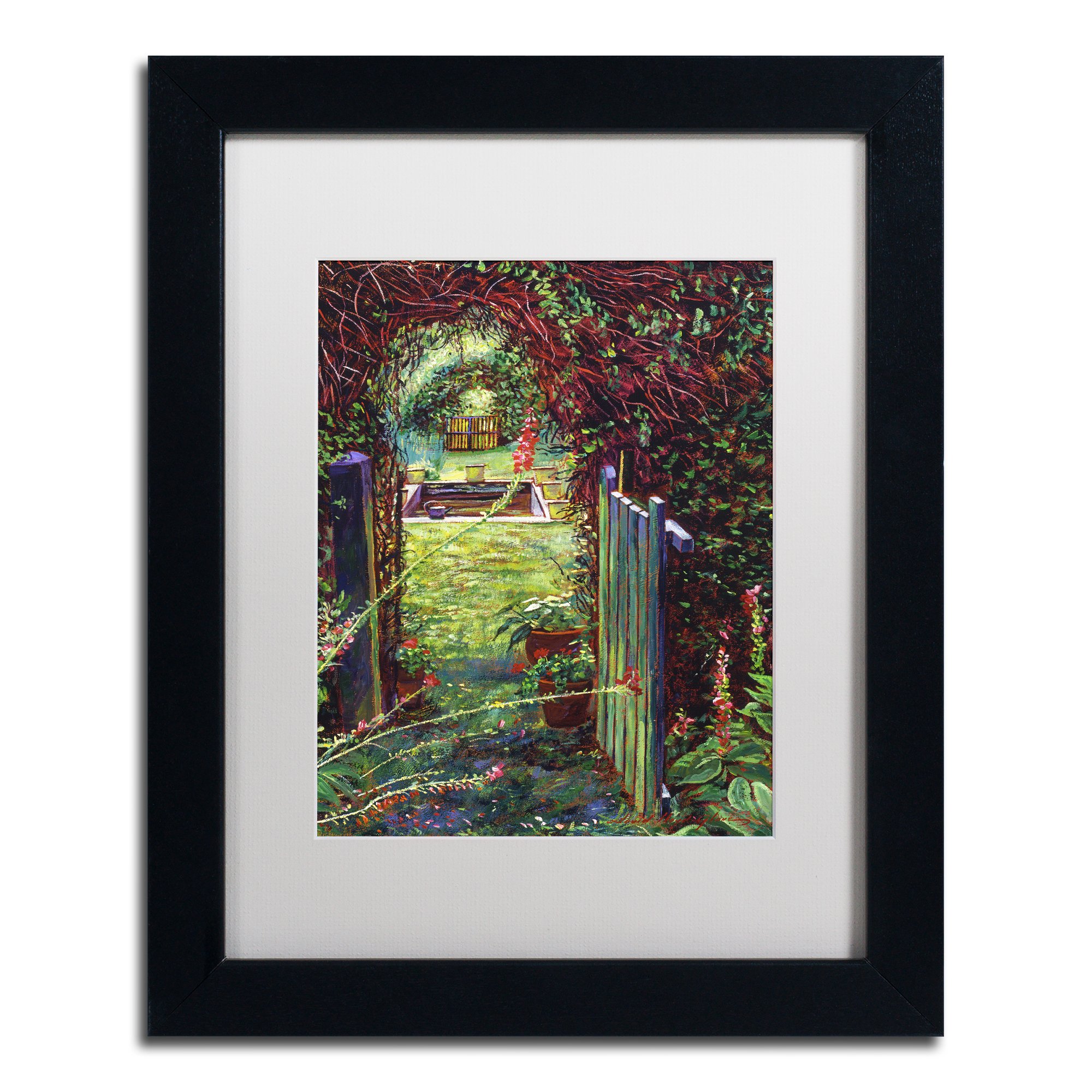 Wicket Garden Gate by David Lloyd Glover, White Matte, Black Frame 11x14-Inch