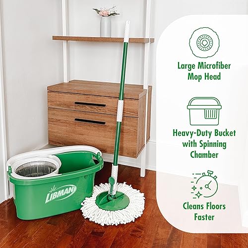 Miniatura 3 de Libman Tornado Spin Mop System  Trapeador y cubo con juego de escurridor  Trapeadores para limpieza de suelos  1 cabezal de fregona incluido