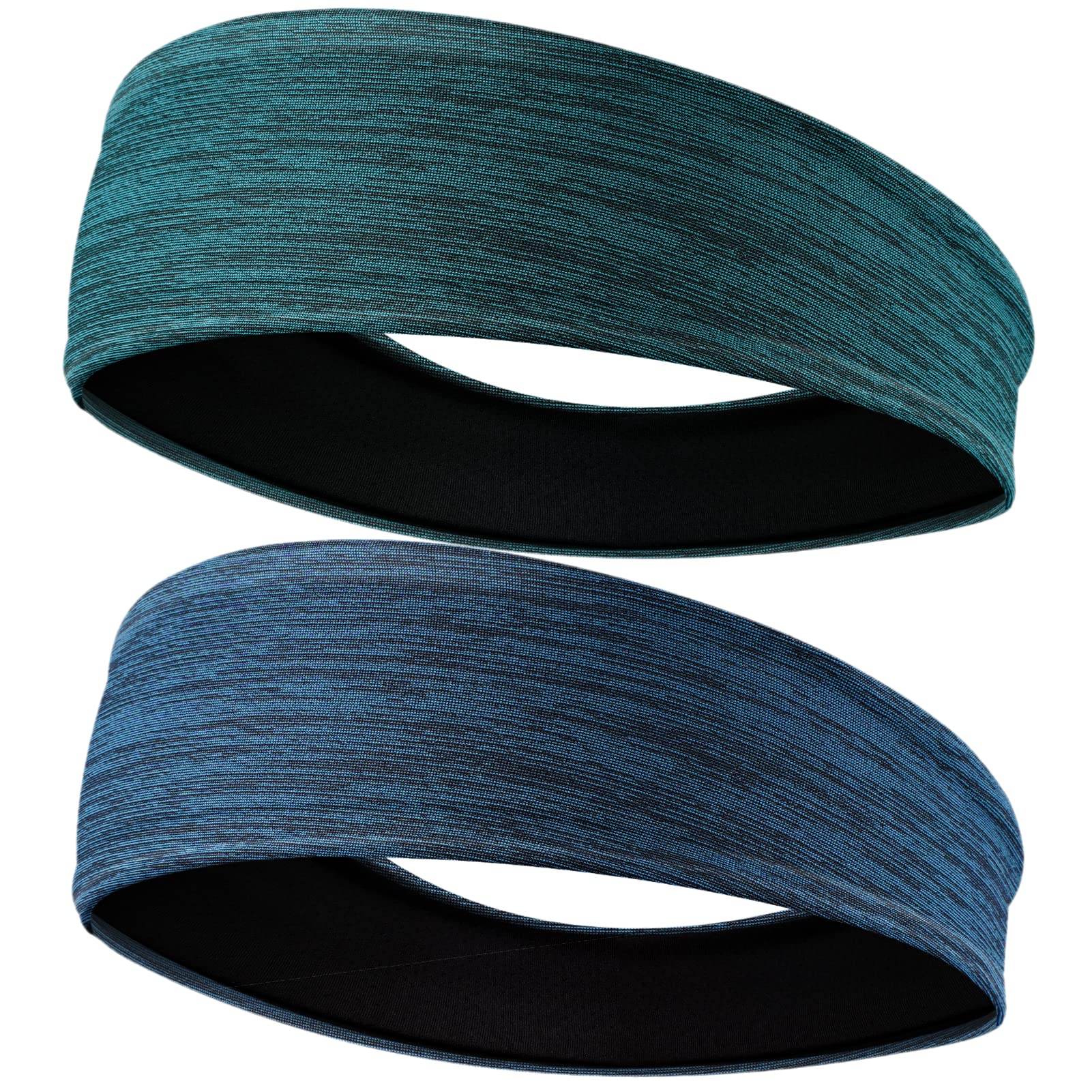 2-Pack Headbands for Men Women, Sweat Wicking Headbands for Sports Fitness Yoga Running Elastic Non Slip, Unisex
