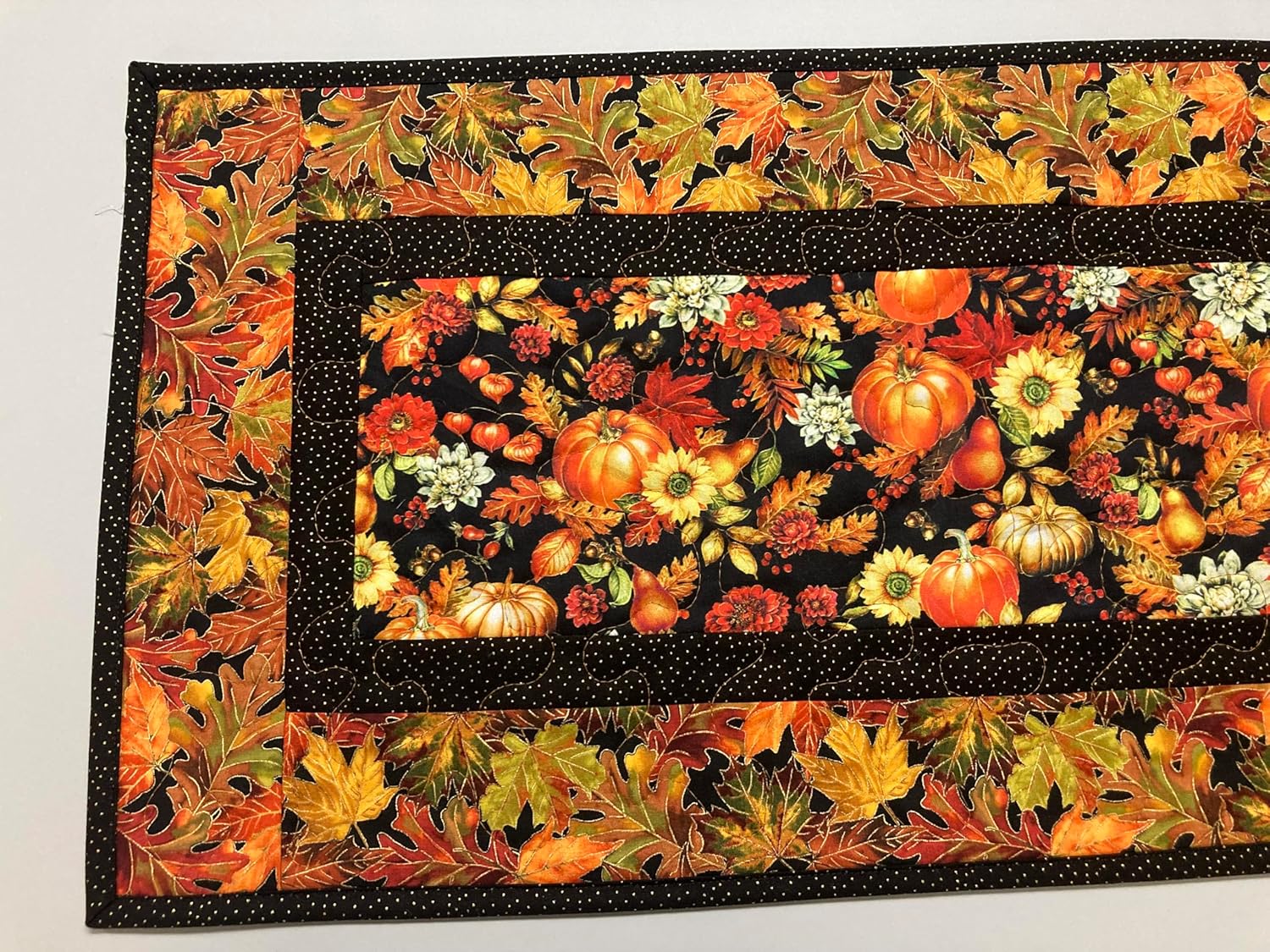 TahoeQuilts Handmade Pumpkins and Flowers Dining Table Runner, Fall Autumn Leaves Quilted Handmade, Reversible Christmas, Sunflowers Summer Decor, 13x48 Thanksgiving