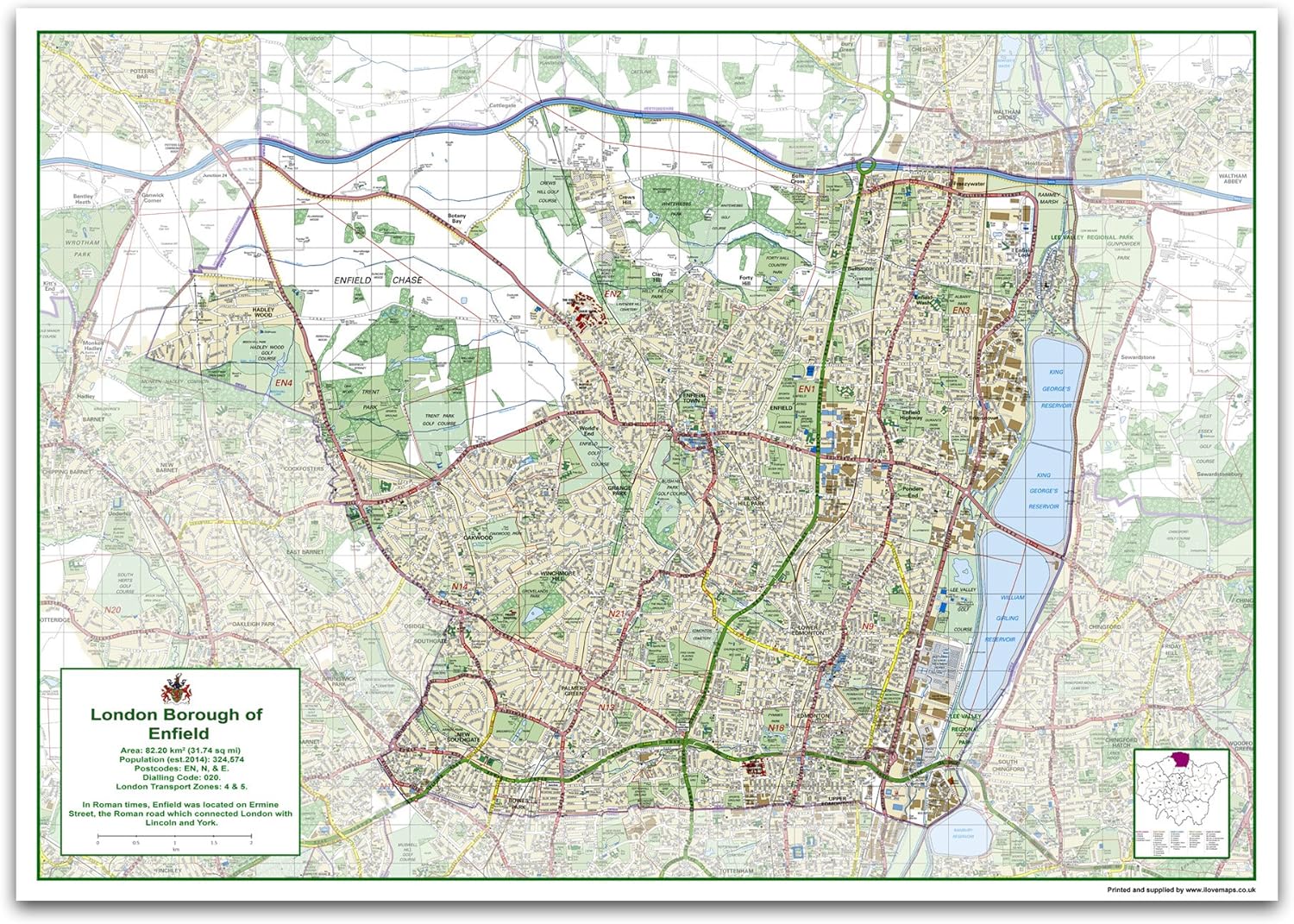 London Boroughs Map With Streets London Borough Of Enfield Map - Size 118.9 X 84.1 Cm : Amazon.co.uk:  Stationery & Office Supplies