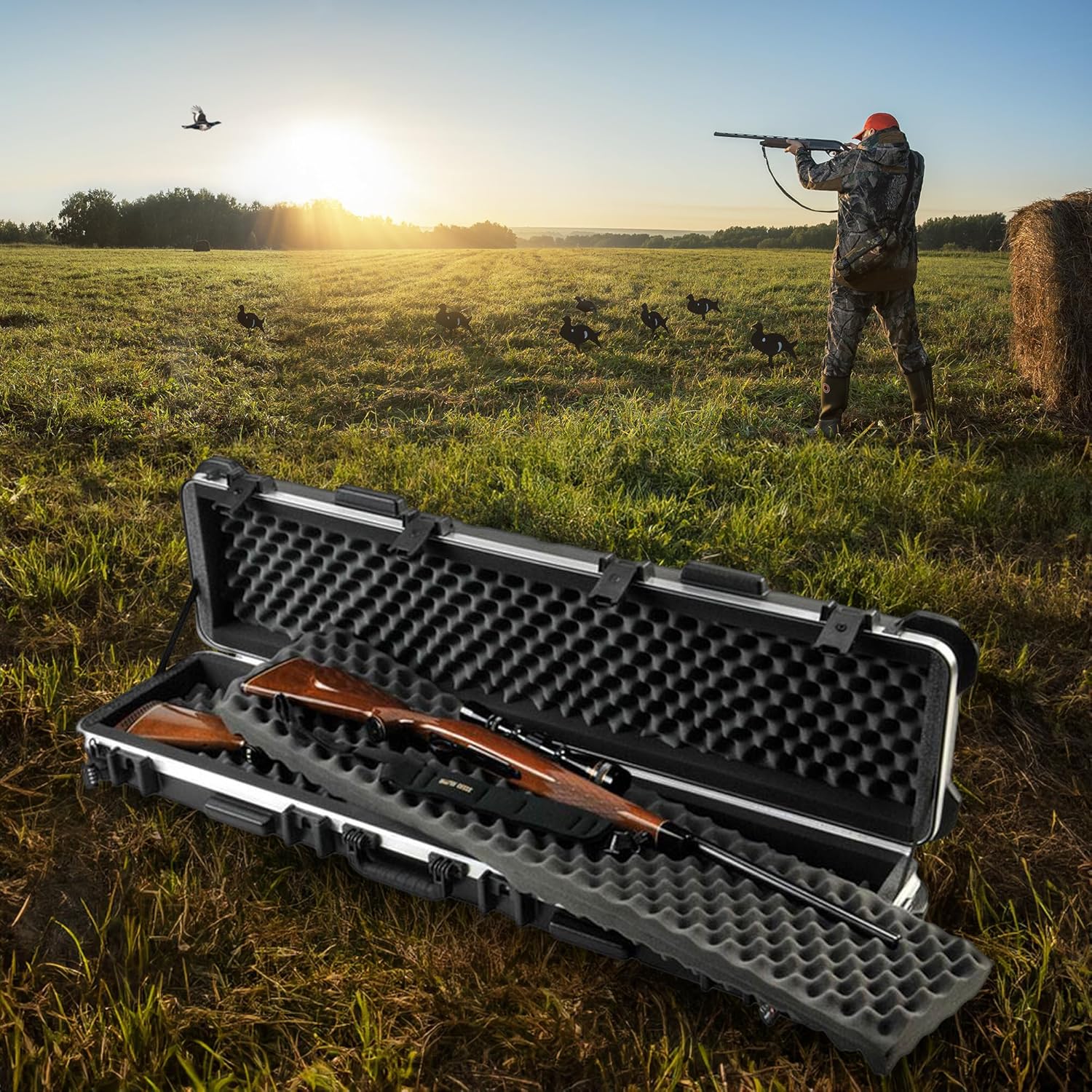 SKB Cases 2SKB-4009 Hard Exterior ATA 300 Category 1 Waterproof Short Double Rifle Transport Case