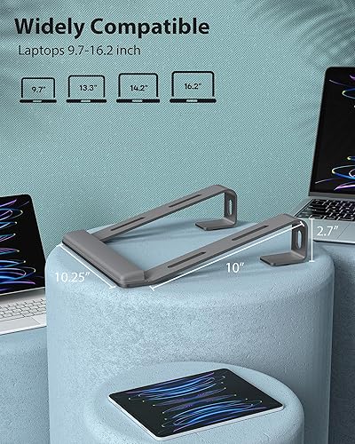 Miniatura 7 de NTMY Soporte para computadora portátil con reposamuñecas, portátil, ventilado, ligero, de aluminio, desmontable, portátil, ergonómico, soporte de