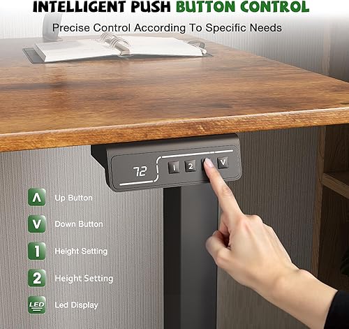 Miniatura 5 de Furmax Escritorio eléctrico de pie con monitor y estación de trabajo para laptop, escritorio de pie ajustable de 63 x 24 pulgadas, estación de