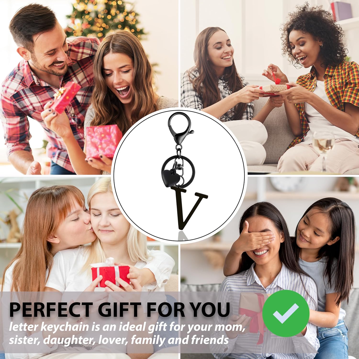 Metal Heart Alphabet Keychain for Women, Girls - Cute Initial Letter Accessories for Purse, Bag Charms and Backpack - Image 6