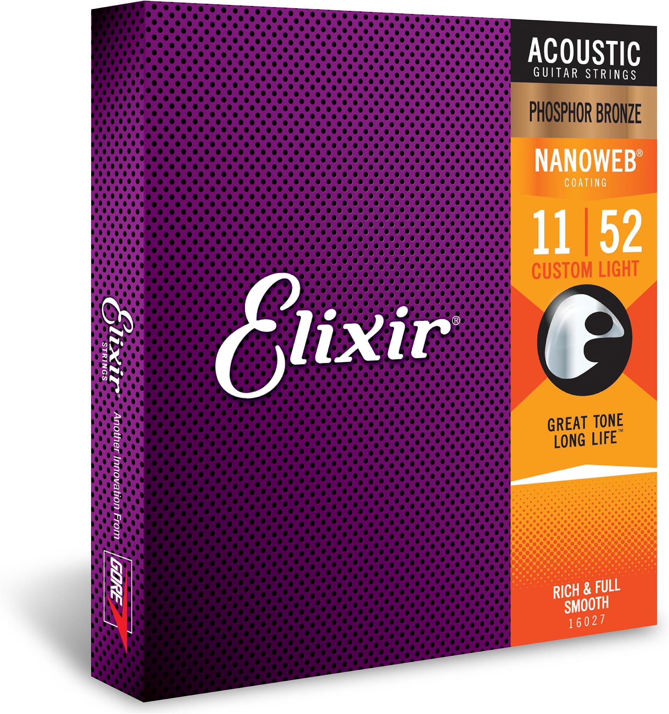 Acoustic Guitar Strings, 6-String Acoustic Guitar Set 80/20 Bronze Guitar Strings NANOWEB Coated Strings Long-Lasting Acoustic Strings Light Acoustic Strings Set with Comfortable Feel, Light 11-52