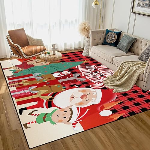 Miniatura 59 de Alfombra de área de 5' x 7' para Navidad, alfombra para dormitorio y sala de estar, alfombra decorativa de Navidad, alfombra antideslizante