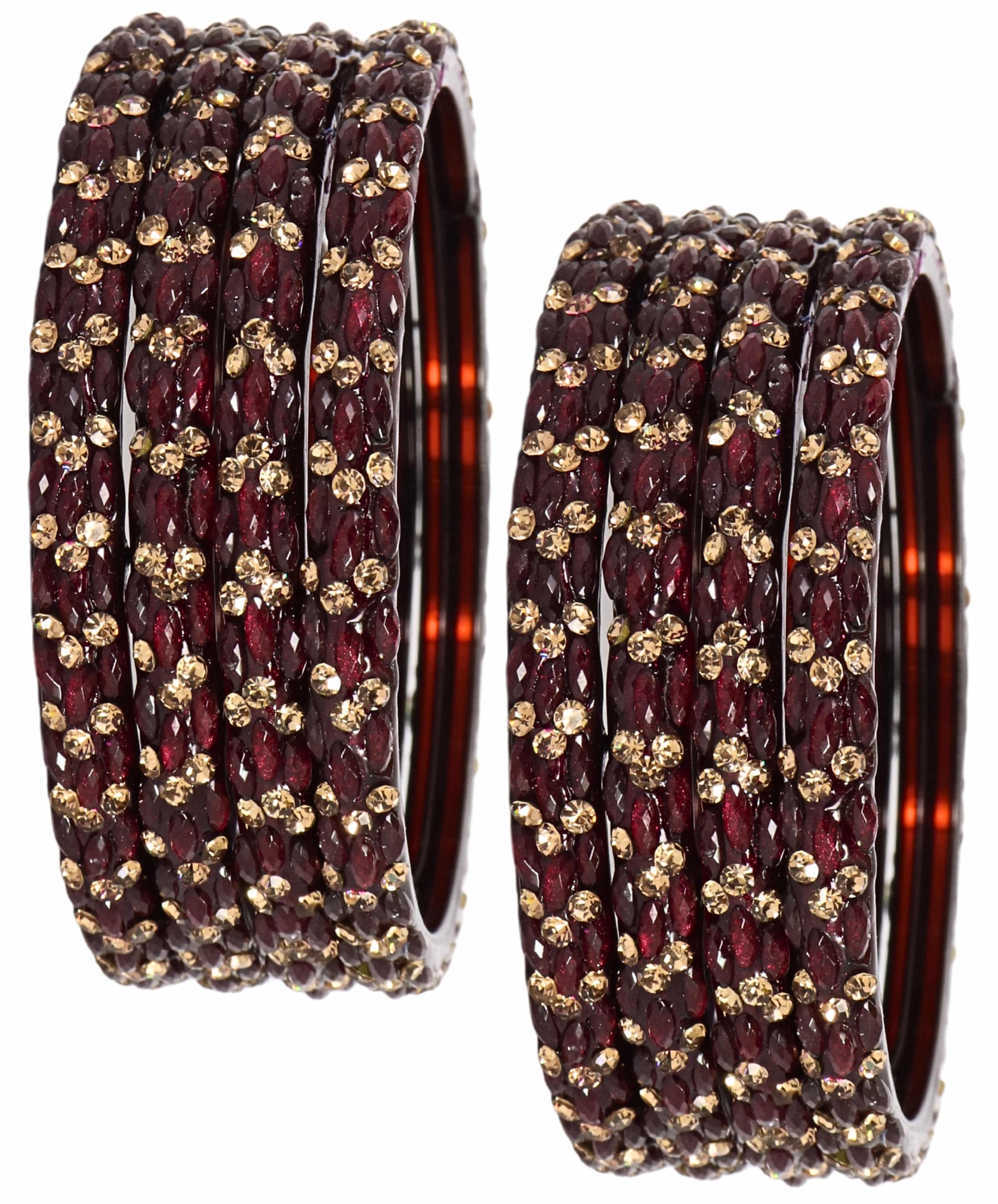 LAVAZZA Fancy Glass Bangles Set For Women & Girls with Zircon Gemstone & Pearls Beads | kanch ke kade for ladies | Kada For Women 2.8 | Girls Bangles-(KamnaKada-Maroon-2.8) (B0D4J72NGM) Amazon Price History, Amazon Price Tracker