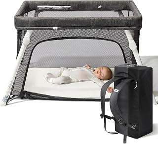 Guava Lotus Travel Crib & Play Yard: Lightweight 15lb Backpack, GreenGuard Gold Certified Safe, 15-Sec Setup for Babies 0-3 Years