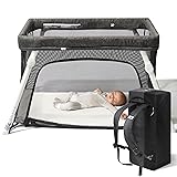 Guava Family Travel Crib Includes Lightweight Backpack Design | Certified Baby Safe Portable Crib | Folding Play Yard, Comfy Mattress for Babies, Toddlers | Compact Baby Travel Bed