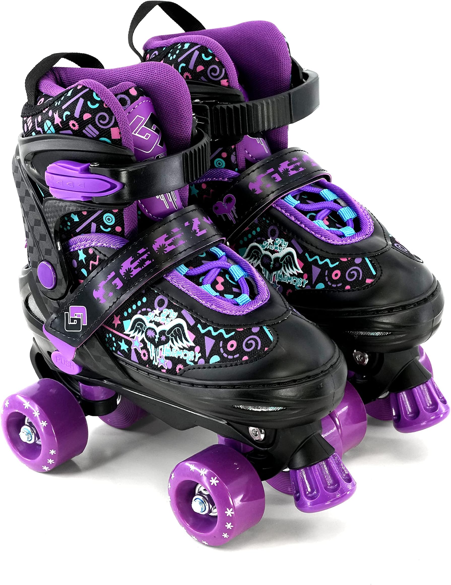 The Magic Toy Shop Childs Junior Adjustable Quad Roller Skates Boots Childrens Kids 4 Wheel Rollers
