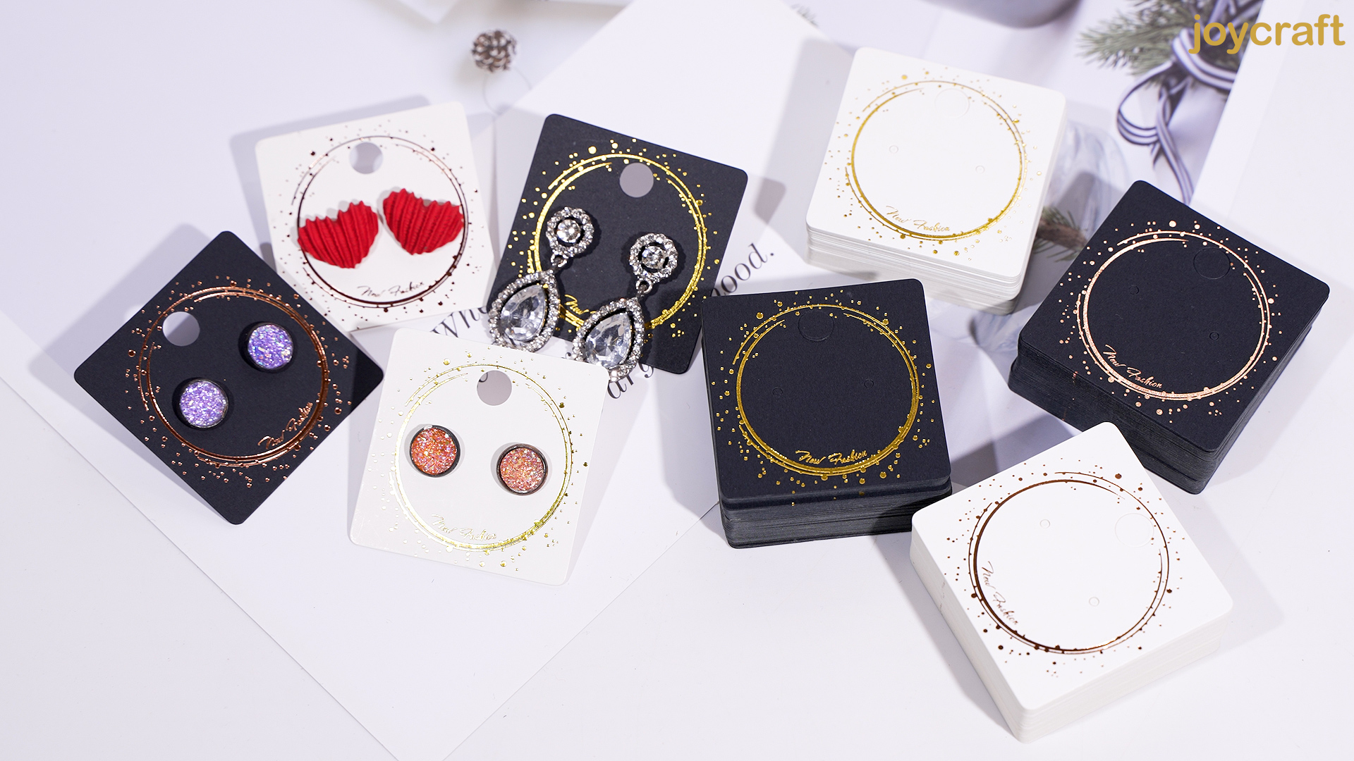 100pcs White Earring Display Cards - 2 Inch Square With Sterling Silver Imprint