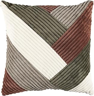 HOME DECO FACTORY, TX0332, Elegant Patchwork-kudde för inredning, Optimal komfort, Enkelt underhåll, Mångsidig, Idealisk present - Storlek 40x40 cm, Färger Brun, Vit, Grön
