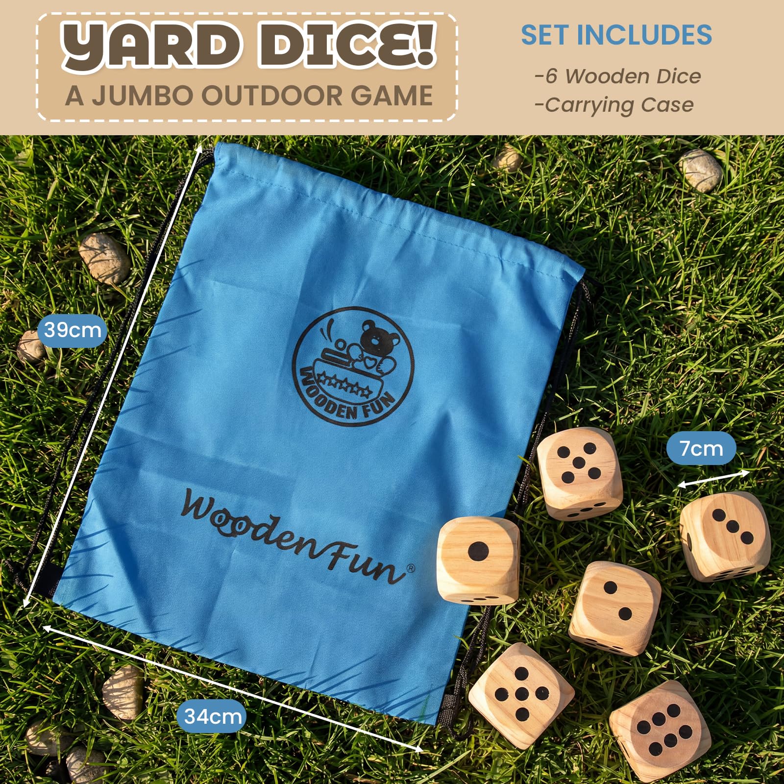 6 Stück Holz Würfel Set 6x6x6 cm für Familie Party Brettspiel Große Größe Würfelspiel