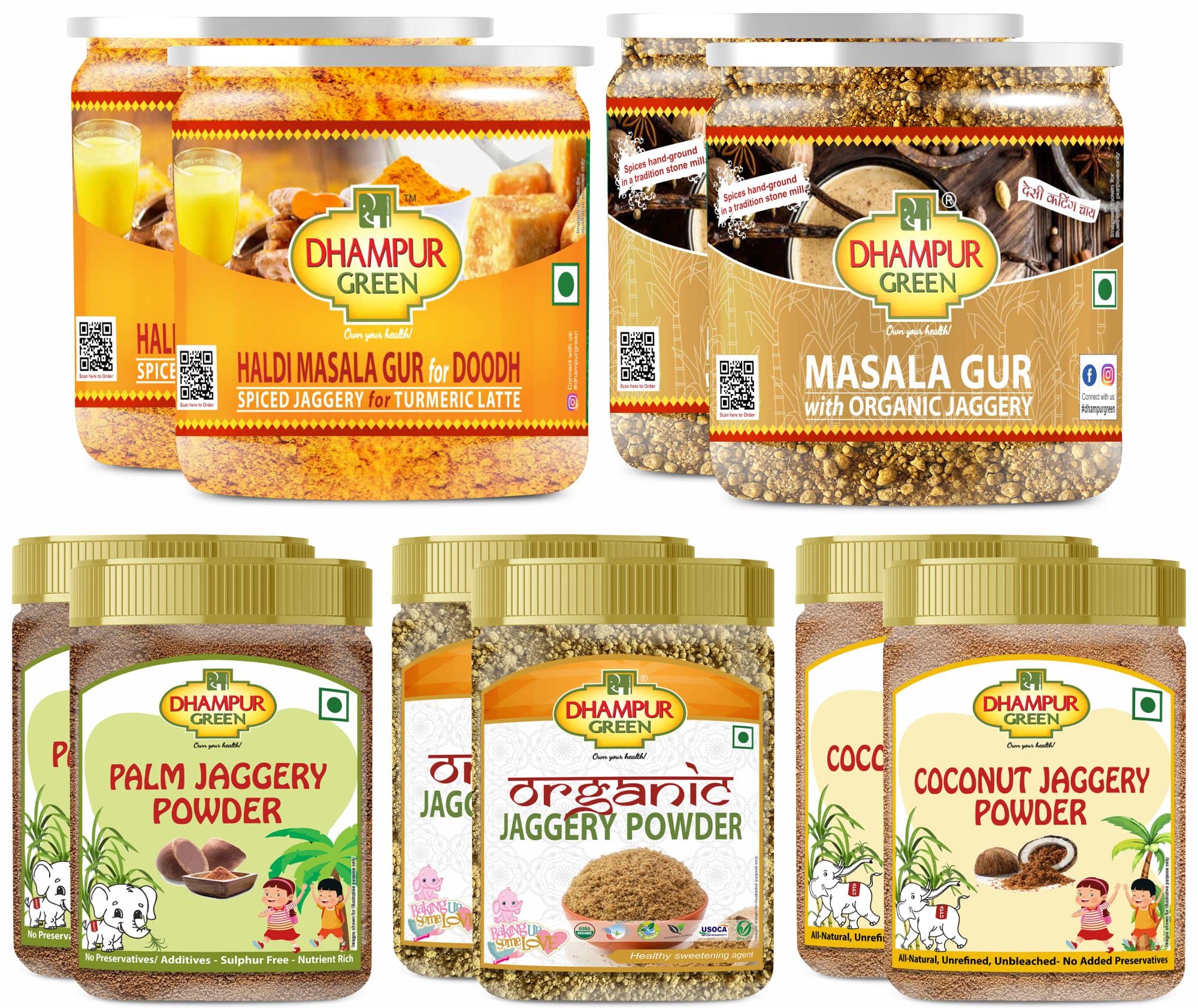 Buy Dhampurgreen Jaggery Powder Sugar Replacement Variety Pack Box (10